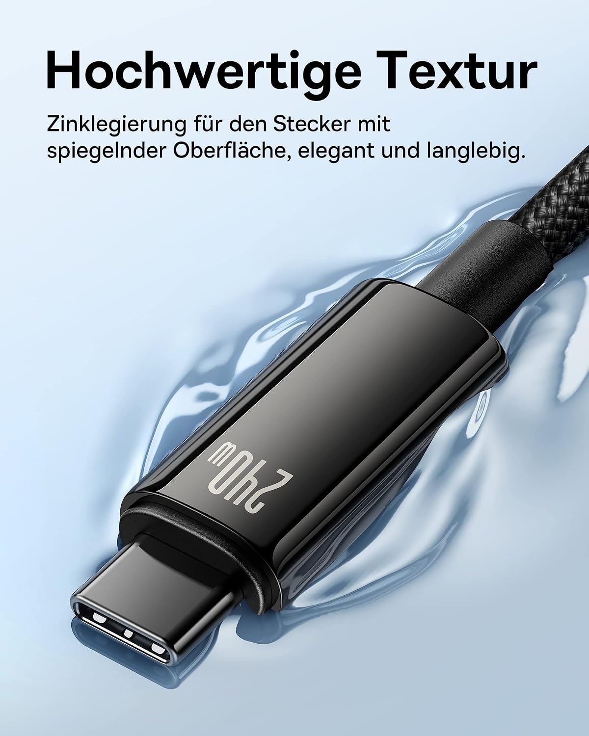 Detalle de Baseus USB‑C auf USB‑C Kabel 240W (1 m) mit PD 5A & QC 4.0 Schnellladung