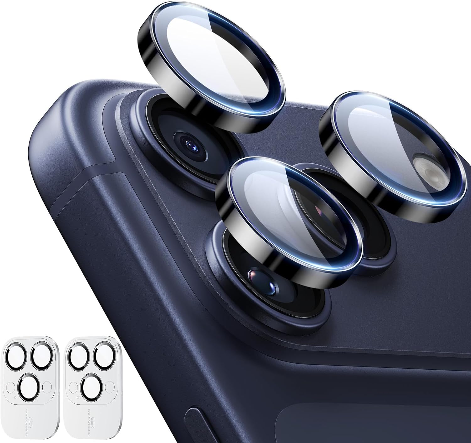 Detalle de ESR Kameraschutz für iPhone 17 Pro/Pro Max, iPhone 16 Pro/Pro Max & iPhone 15/14 Pro/Pro Max – dünnes gehärtetes Glas, 2er-Set, Schwarz