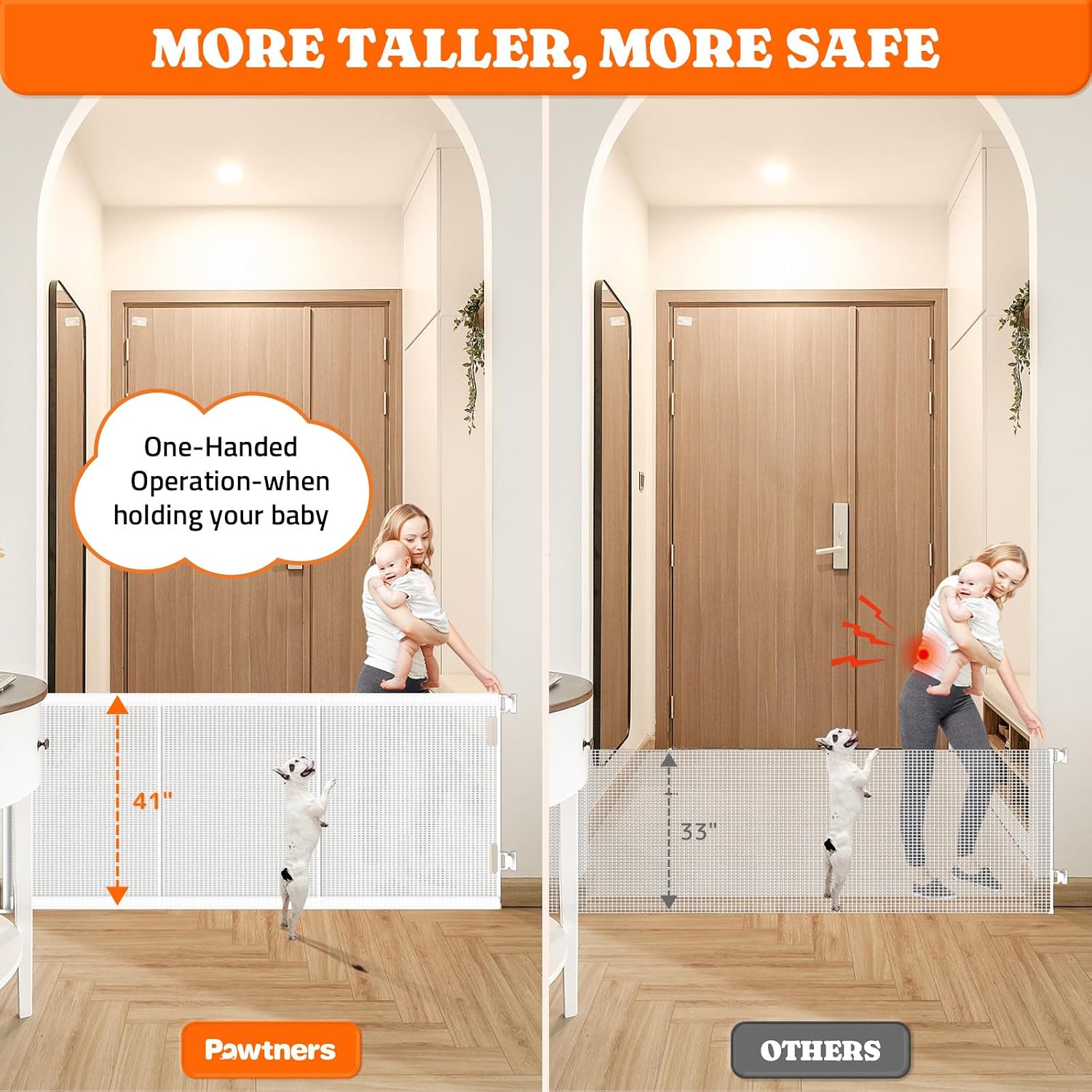 Detalle de Pawtners SH20.006B02 Retractable Baby Gate, 120-Inch Wide, 41-Inch Tall, White