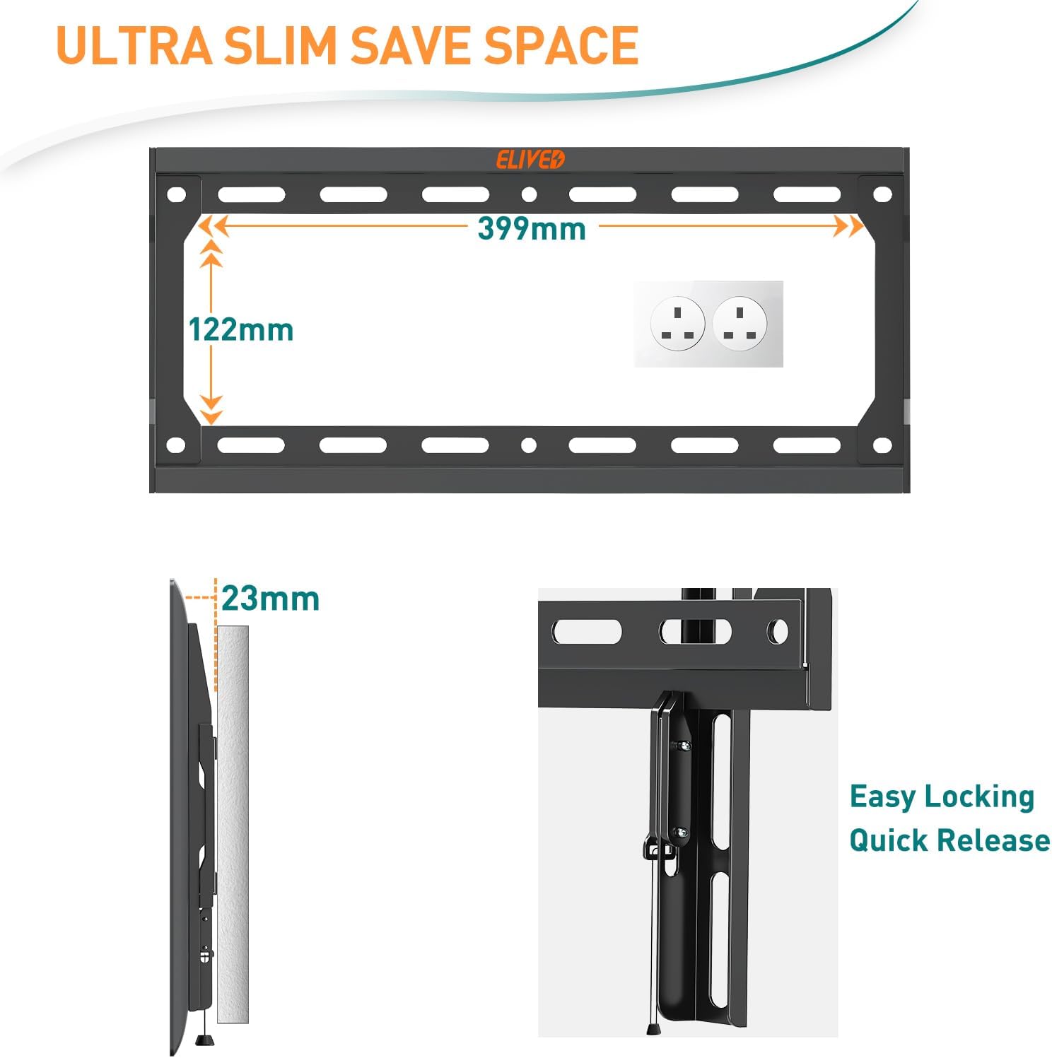 Detalle de ELIVED EV3036 Tilt TV Wall Bracket 45KG