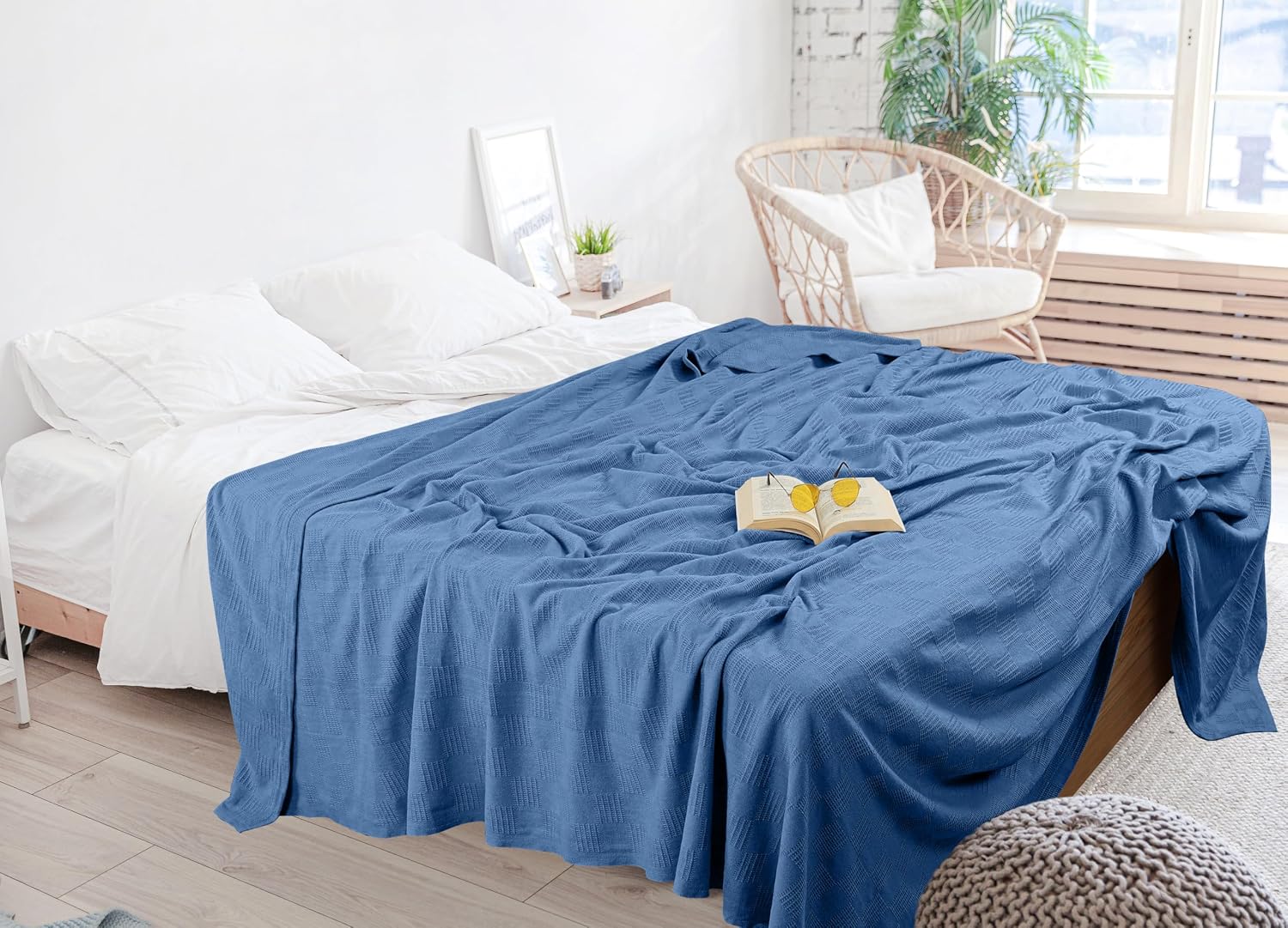 Detalle 2 de Utopia Bedding koc bawełniany 228 × 228 cm, 350 g/m², Wedgewood