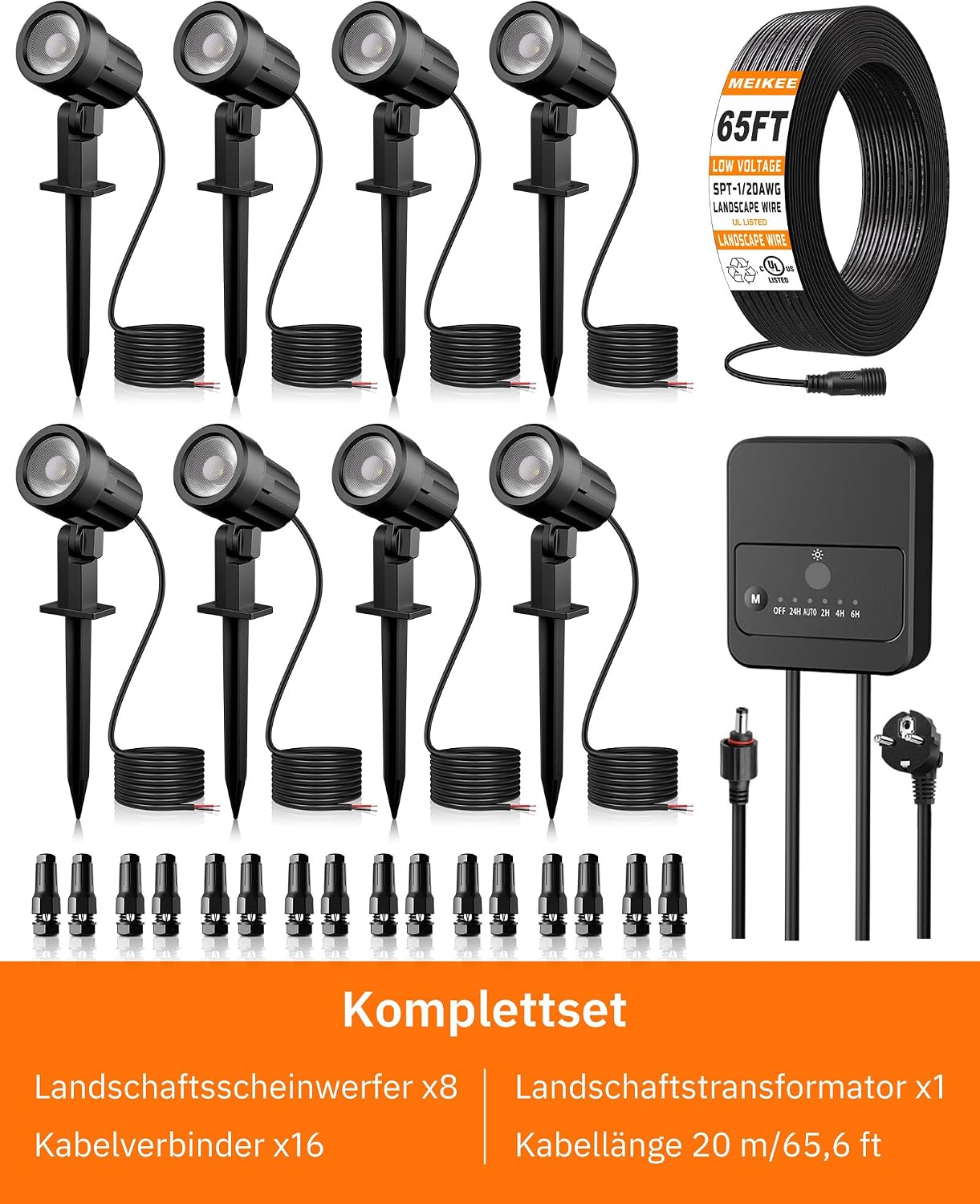 Thumbnail 6 de MEIKEE DSTA03 tuinspots, 8 stuks, 3 W warmwit, IP66