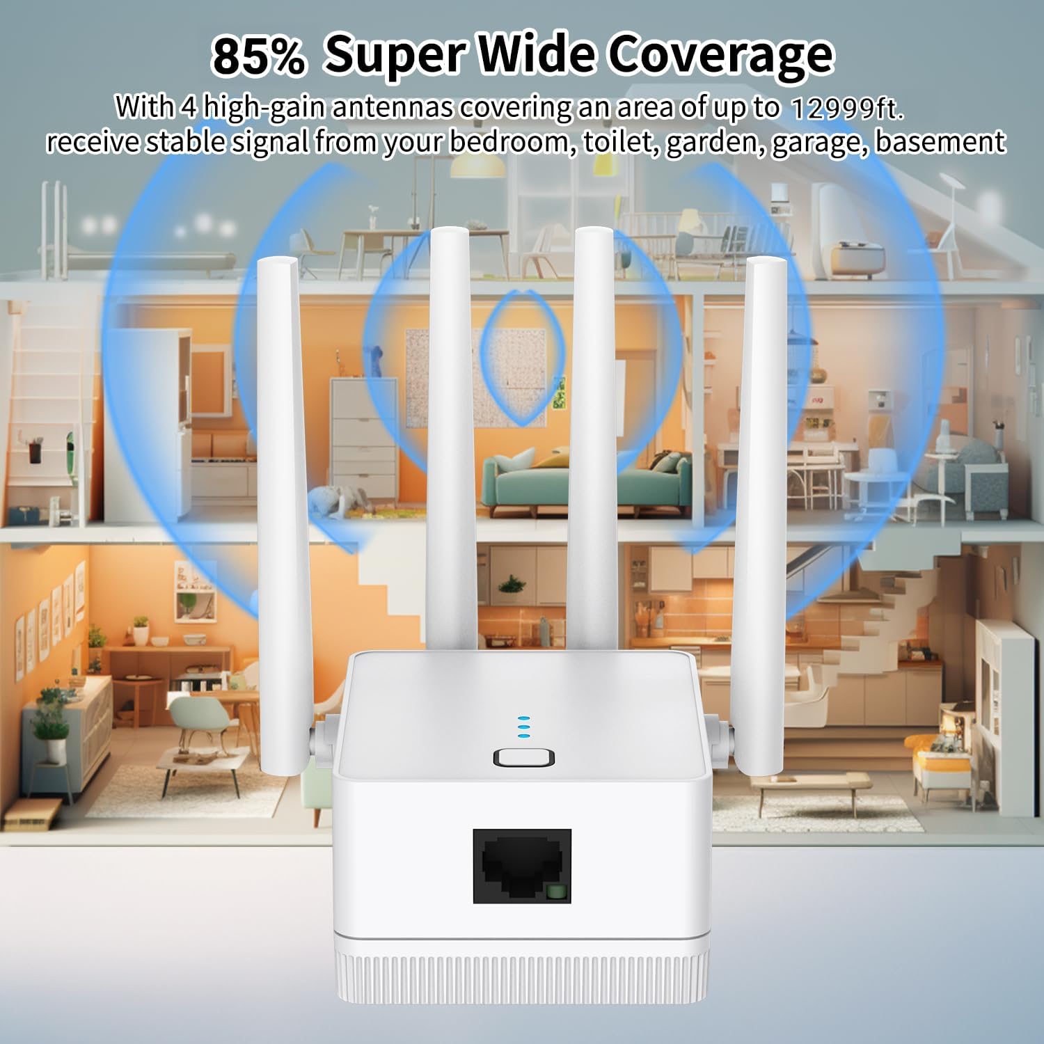Detalle 2 de EELEDEN 1200Mbps Dual-Band WiFi Extender with Ethernet Port