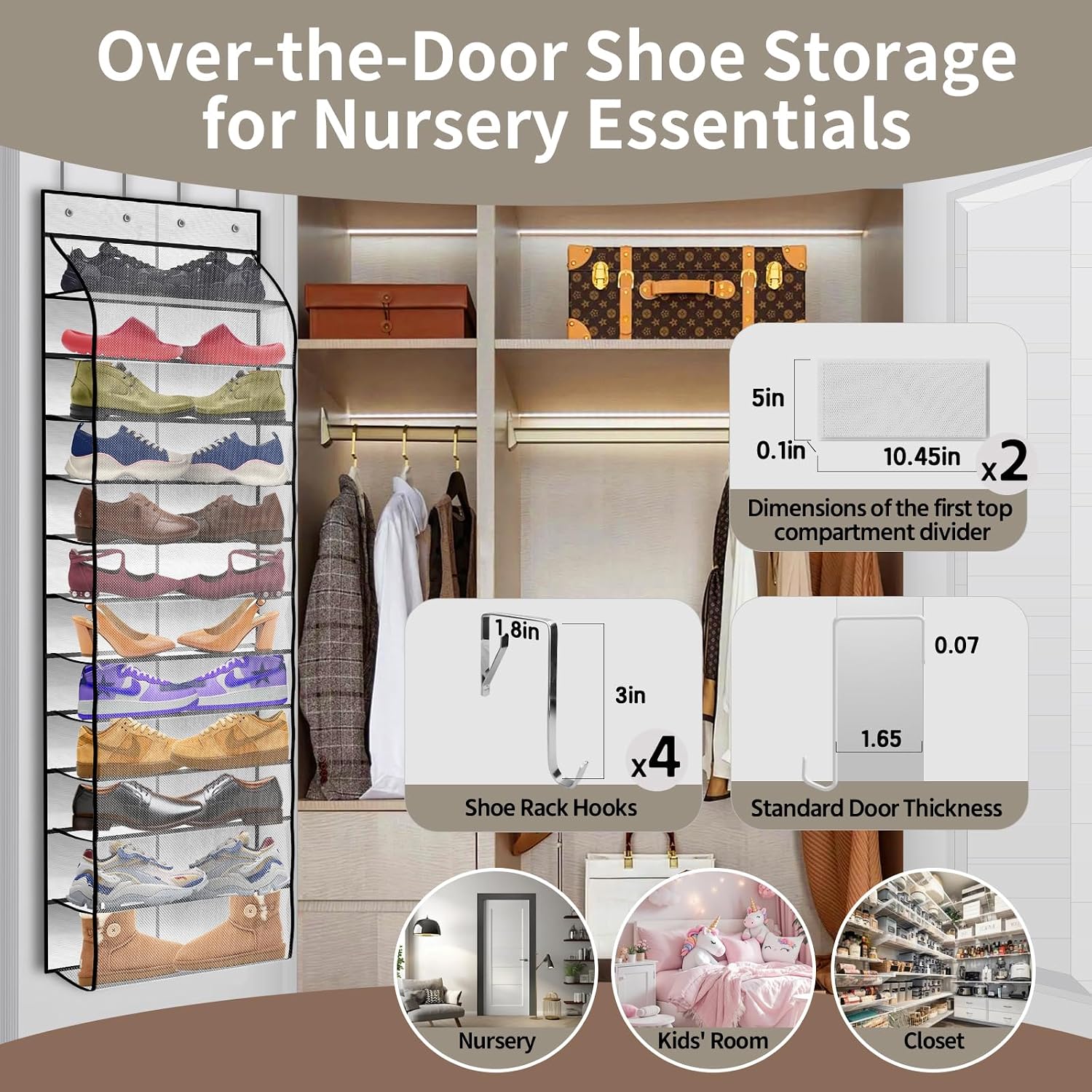 Detalle 2 de PAULONE Over-the-Door Shoe Organizer, 12-Pocket