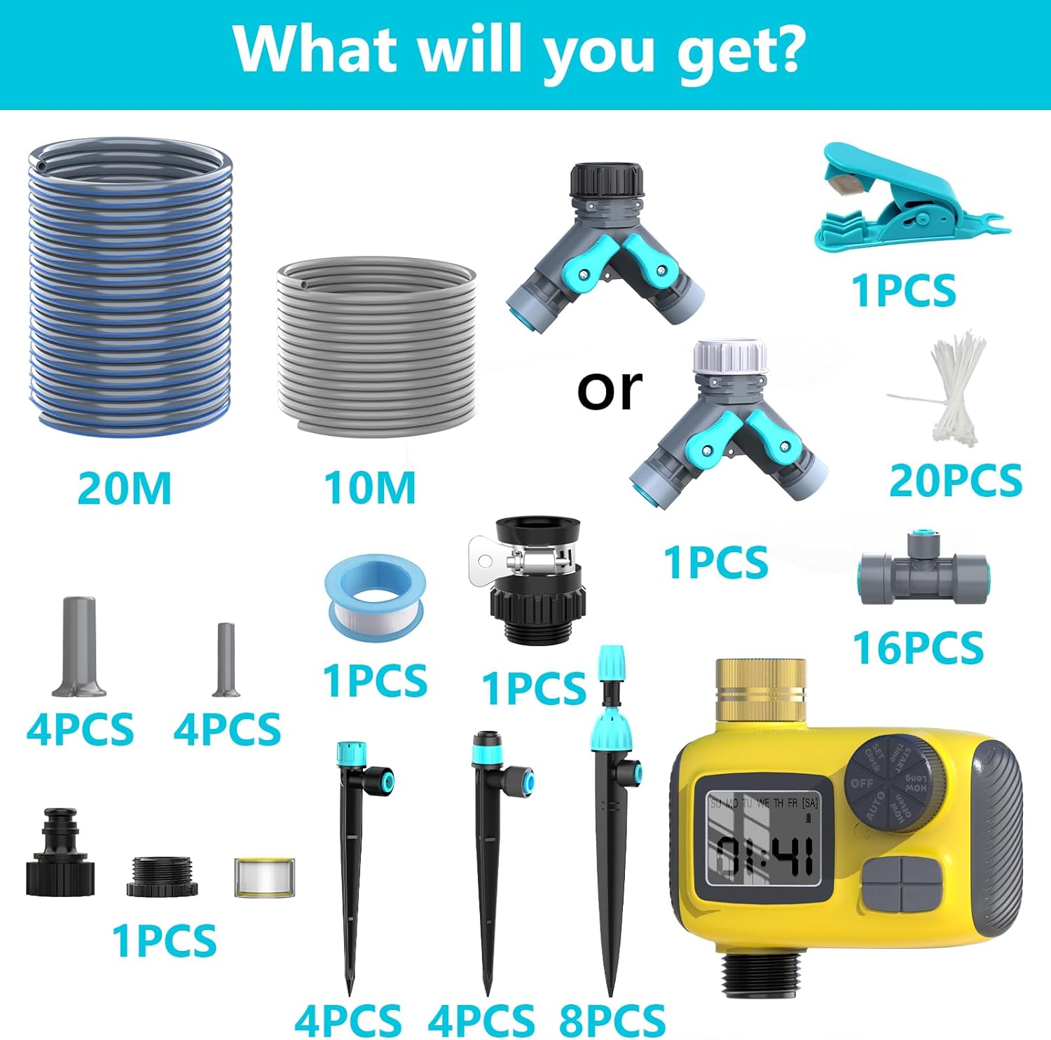 Thumbnail 5 de TRJZWA sistema di irrigazione a goccia computerizzato con timer digitale e display LCD (IP55)