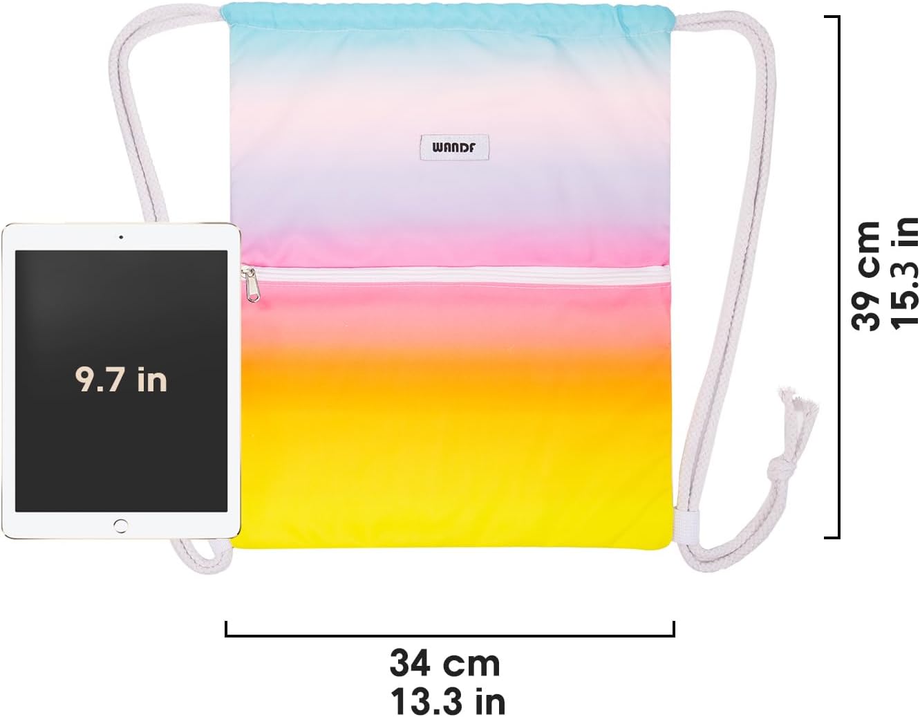 Detalle de WANDF Rucksack mit Kordelzug – 11 Liter, wasserabweisendes Polyester, Innentasche