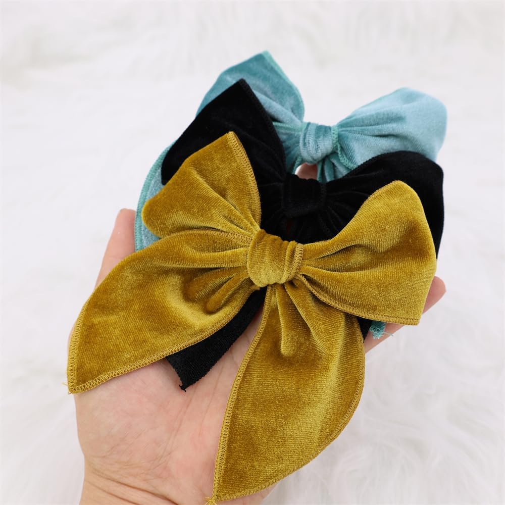 Detalle 2 de Velvet hair bow clips, 5-inch bows