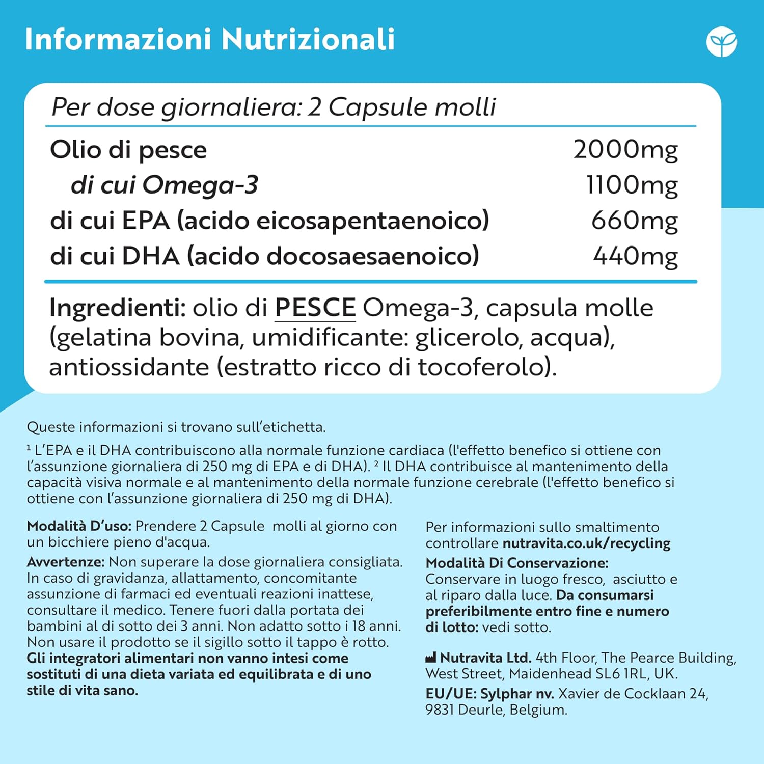 Thumbnail 4 de Nutravita Omega 3 2000mg con EPA 660mg e DHA 440mg | Formula ad alta concentrazione per cuore, vista e funzione cerebrale
