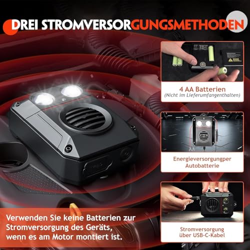 Detalle de Elezenioc Marderabwehr – Ultraschall + Blitzlicht für Auto, Dachboden, Garten