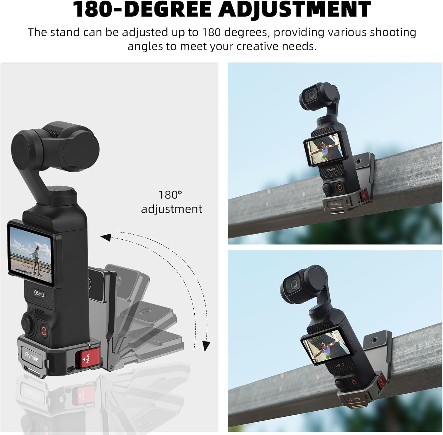 Thumbnail 6 de Flymile Pocket 3/4 Magnethalterung Halterung – Magnetische Halterung für DJI Osmo Pocket 3/4 mit Cold Shoe und 1/4 Zoll Gewindelöchern