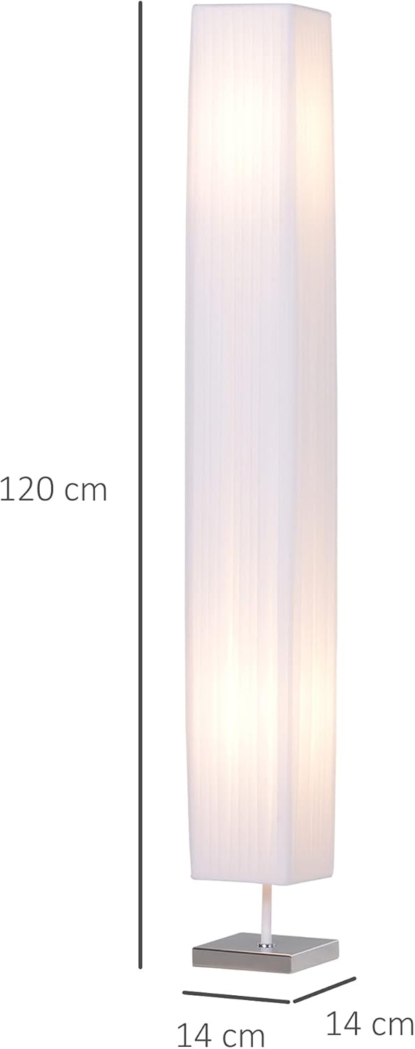 Thumbnail 6 de HOMCOM Lampadaire sur pied moderne 120 cm, abat-jour blanc et interrupteur au pied