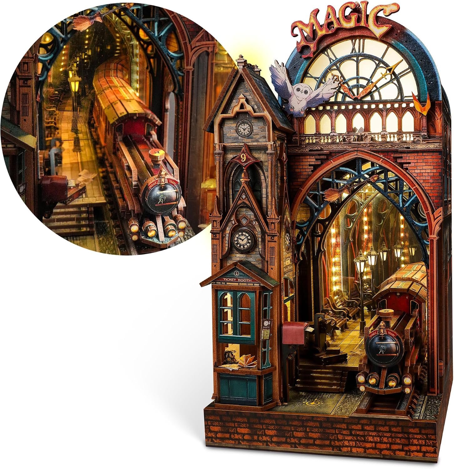 Imagen de FUNPOLA LED 3D Puzzle Magic Station Book Nook Kit (Magic Station) — Interactive miniature DIY with LED glow en OfertitasTOP