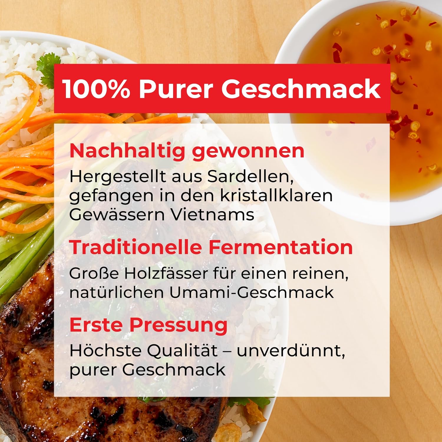 Detalle de Red Boat Fischsauce aus Vietnam (40°N) – 100 % naturrein, ohne Glutamat, 1 x 500 ml