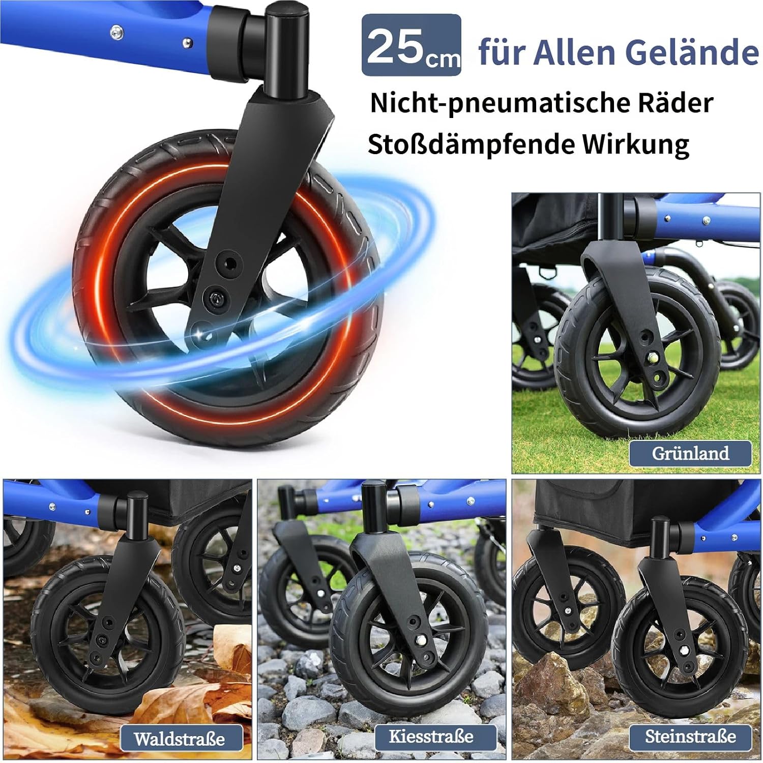 Thumbnail 3 de MAXWALK Rollator Faltbar und Leicht mit Sitz – Geländegängige Mobilität mit integrierter Bremszugführung