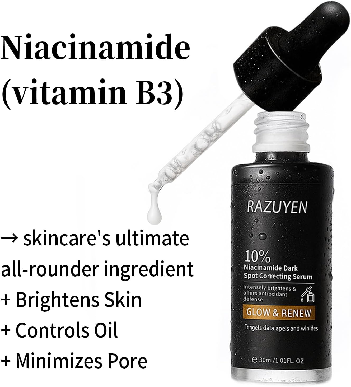 Detalle 2 de RAZUYEN 10% Niacinamide Glow Serum with Arbutin, 30 ml