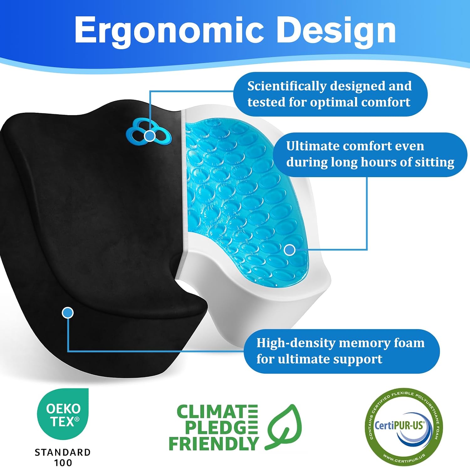 Detalle de CushyOasis Seat Cushion, Gel Memory Foam