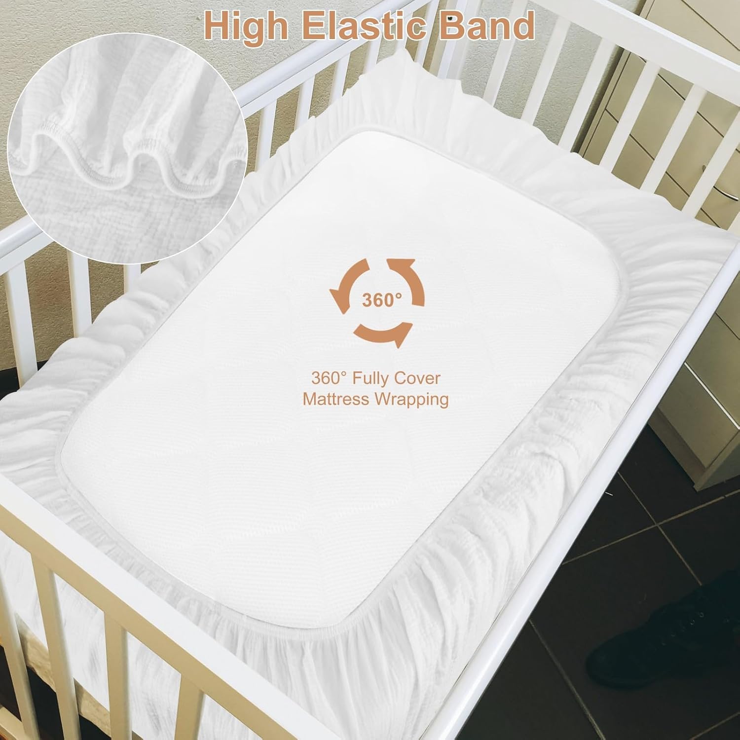 Detalle 2 de Pet Rejoir Muslin Crib Sheets, 2-Pack, 100% Cotton, 9-Inch Pockets