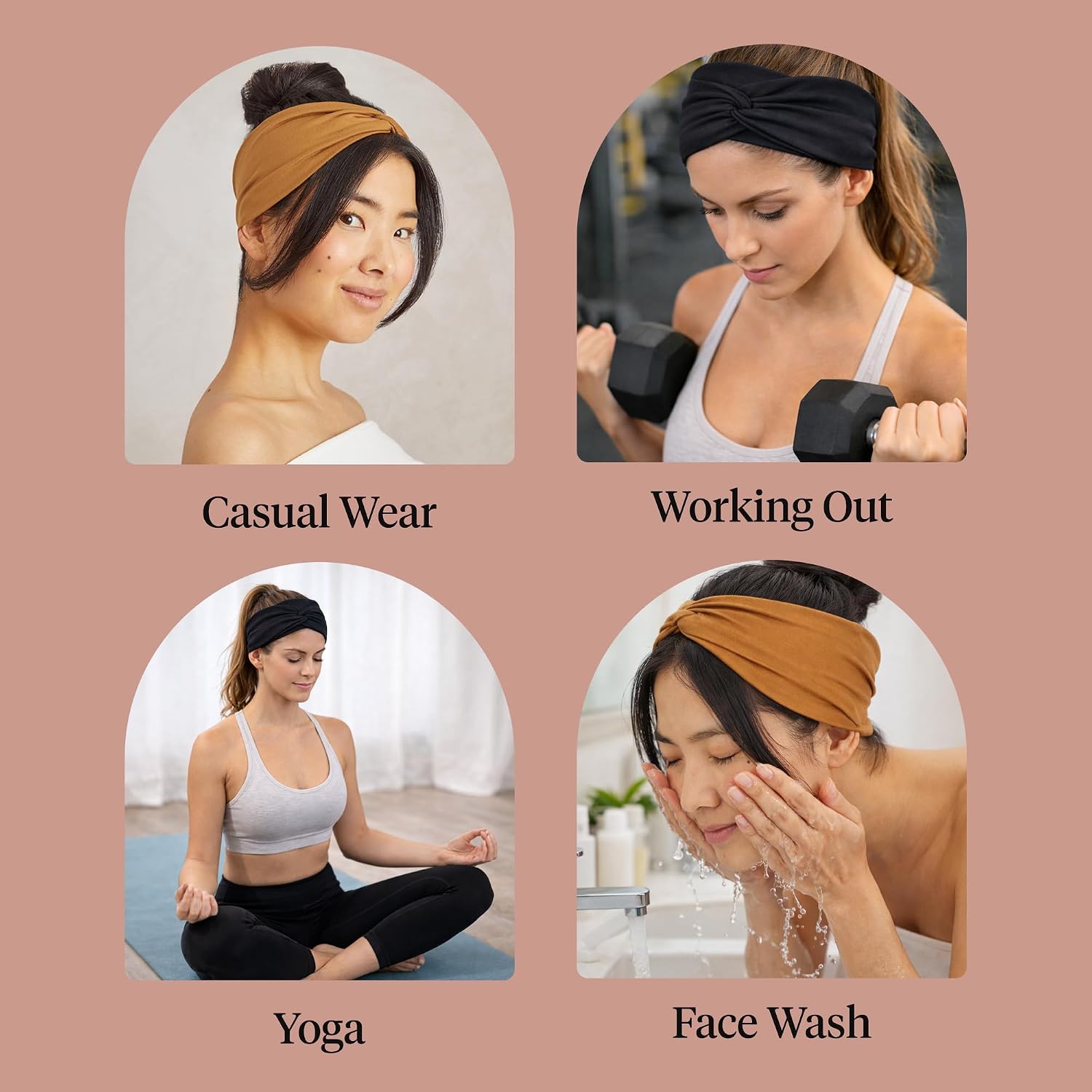 Detalle 1 de Kitsch wide headbands, black and camel