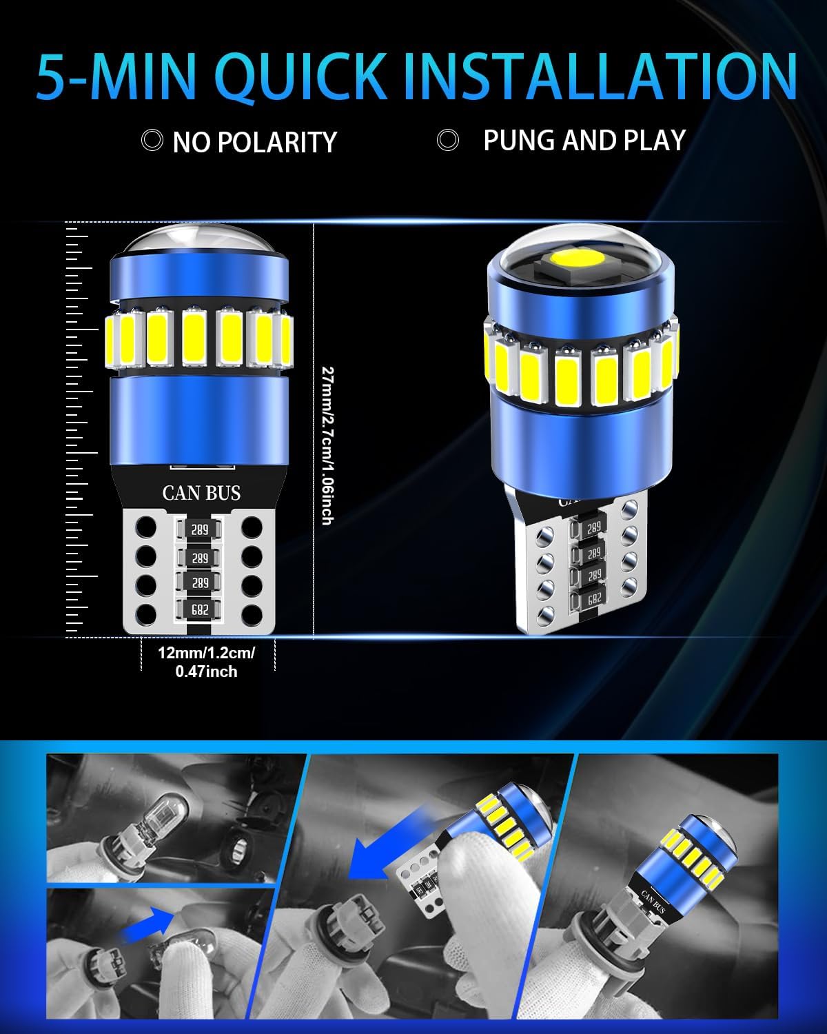 Thumbnail 6 de T10 LED car bulbs