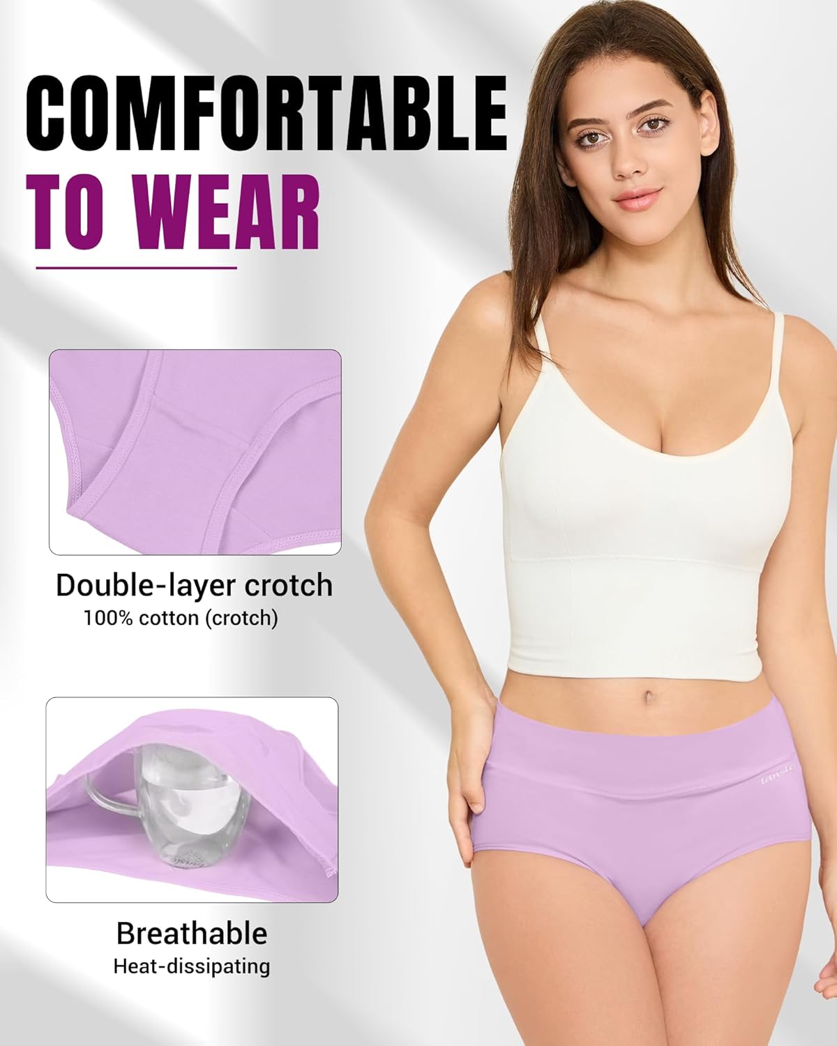 Thumbnail 5 de TANSTC Bragas Mujer Algodón Elástico Culotte 5 Pack
