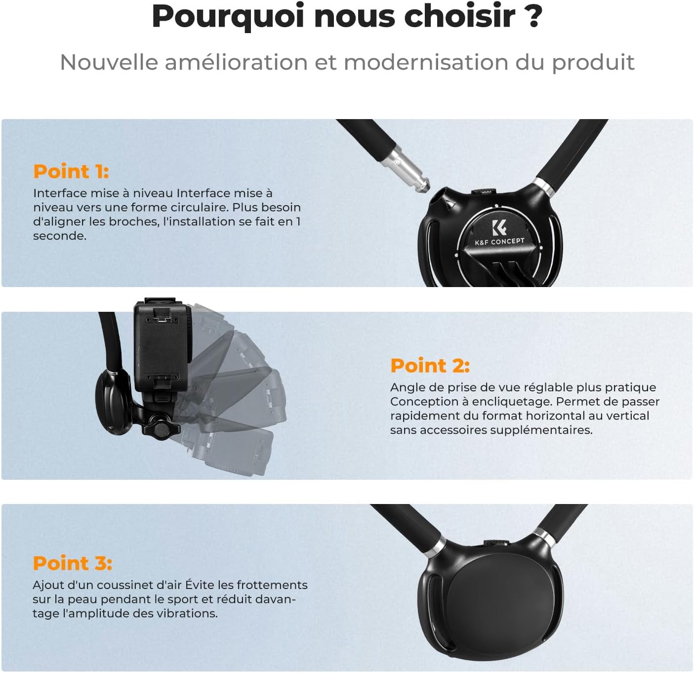 Detalle 2 de K&F CONCEPT Support de cou pour caméras d’action
