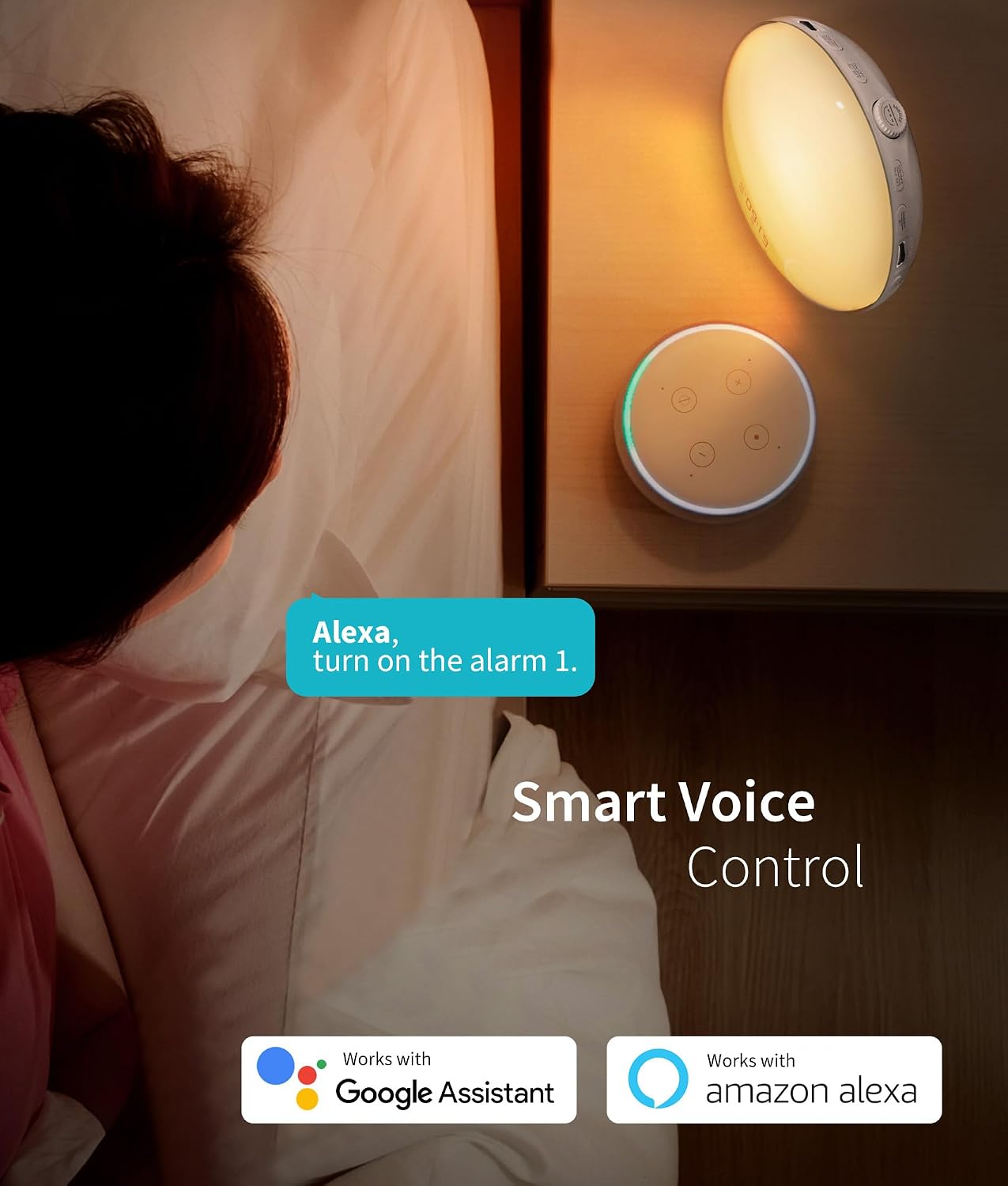 Detalle 2 de ecozy E80S Sunrise Alarm Clock with App Control, Sunset Simulation and FM Radio