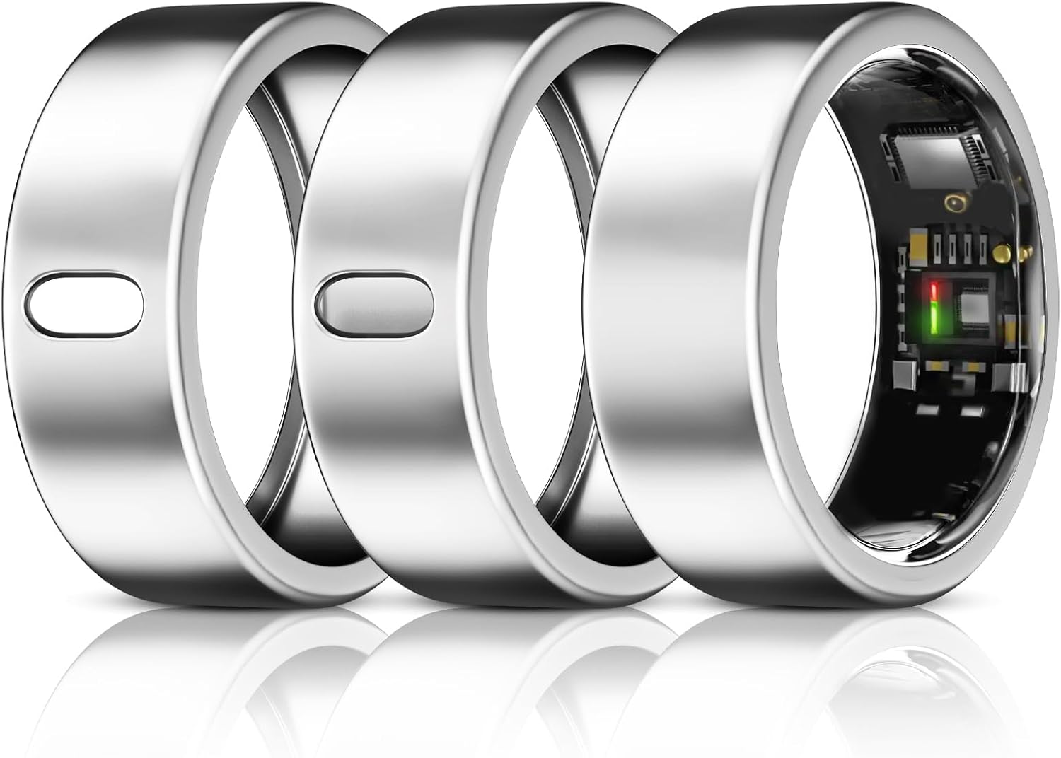Detalle de 3 Pack TPU Ring Covers for Oura Gen 3/4 and Ultrahuman – Silver Finish, Size 8