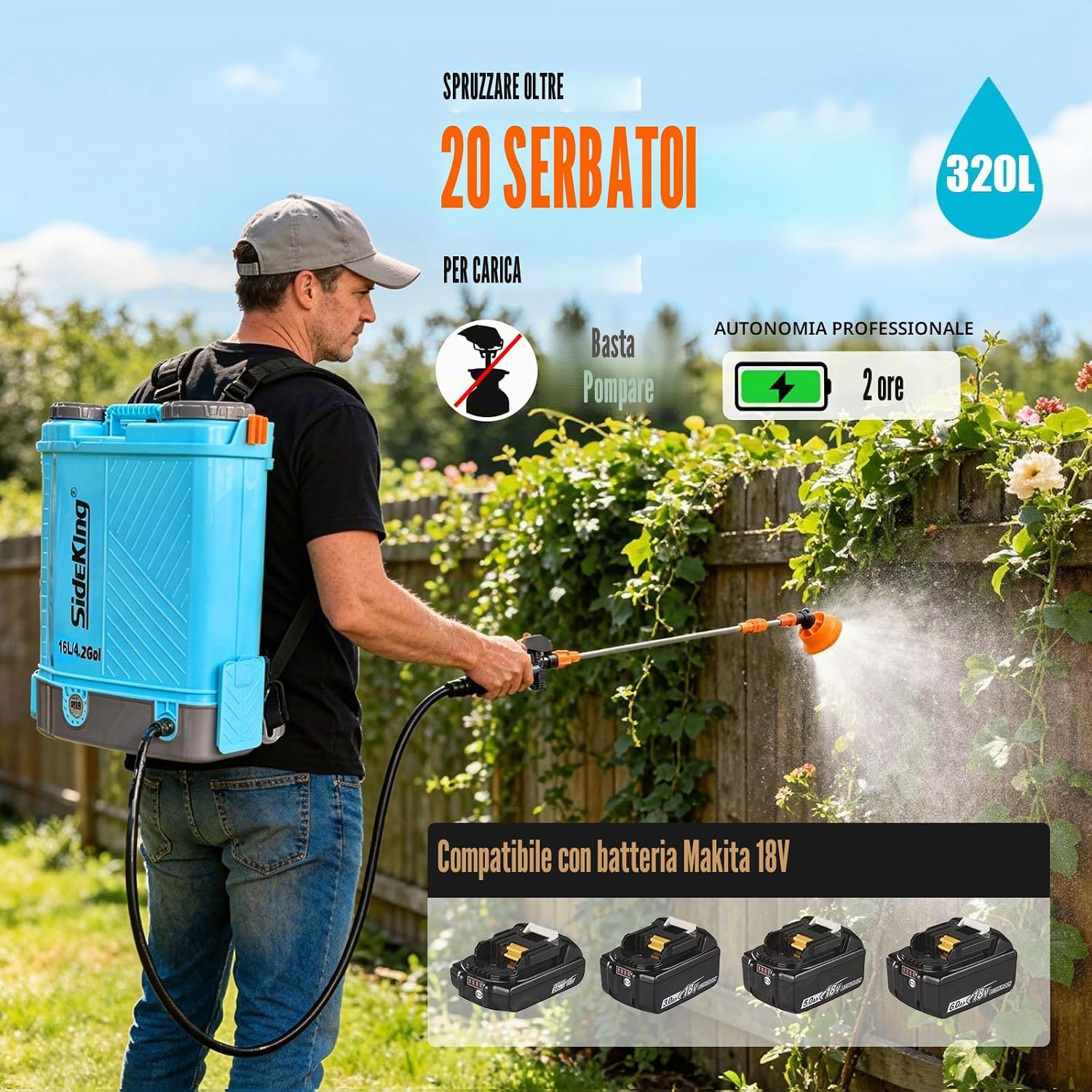Thumbnail 1 de SideKing Pompa a Spalla a Batteria 16L: potenza e comodità per giardinaggio professionale
