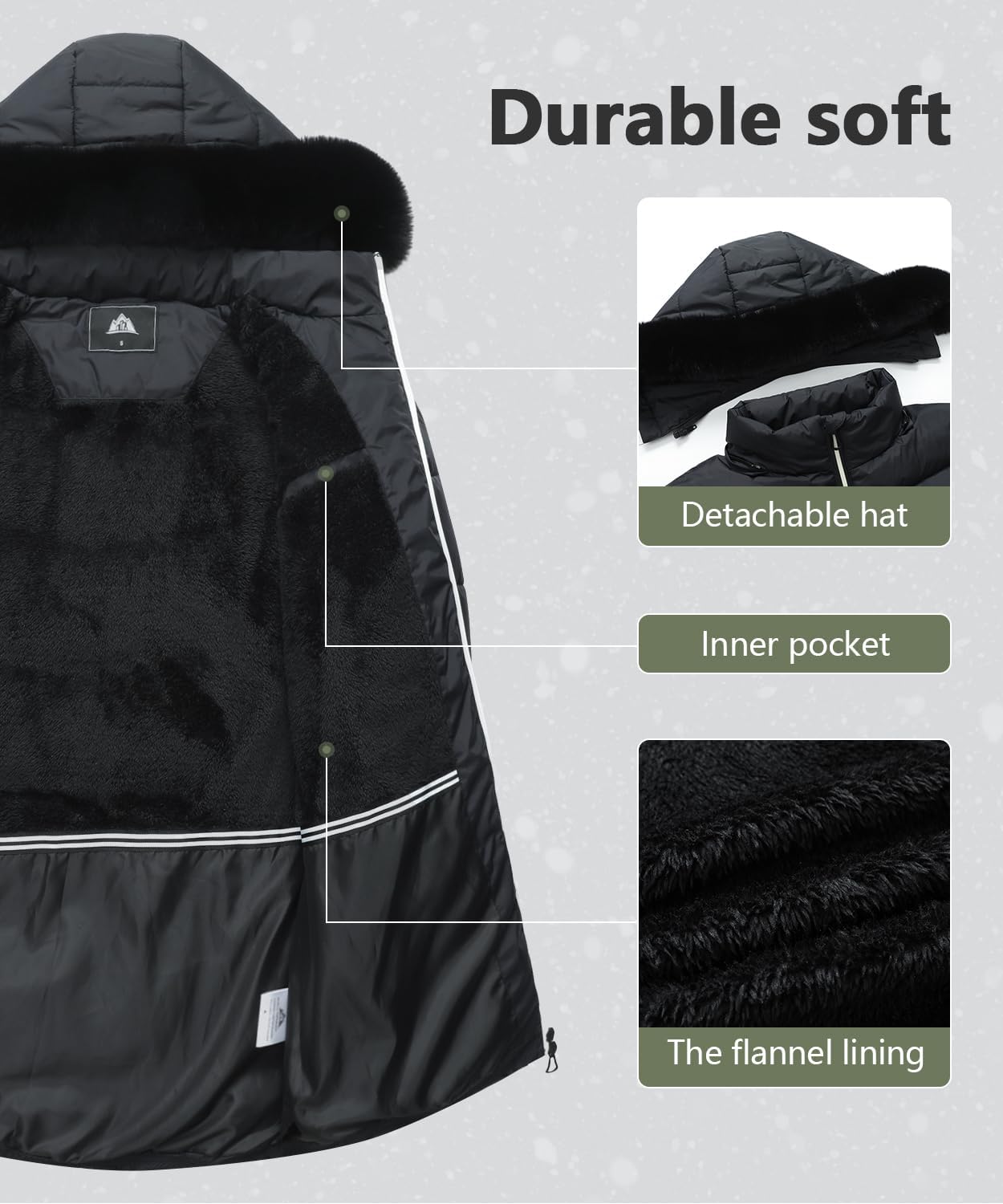 Detalle 2 de MOERDENG Women's Winter Down Puffer Jacket