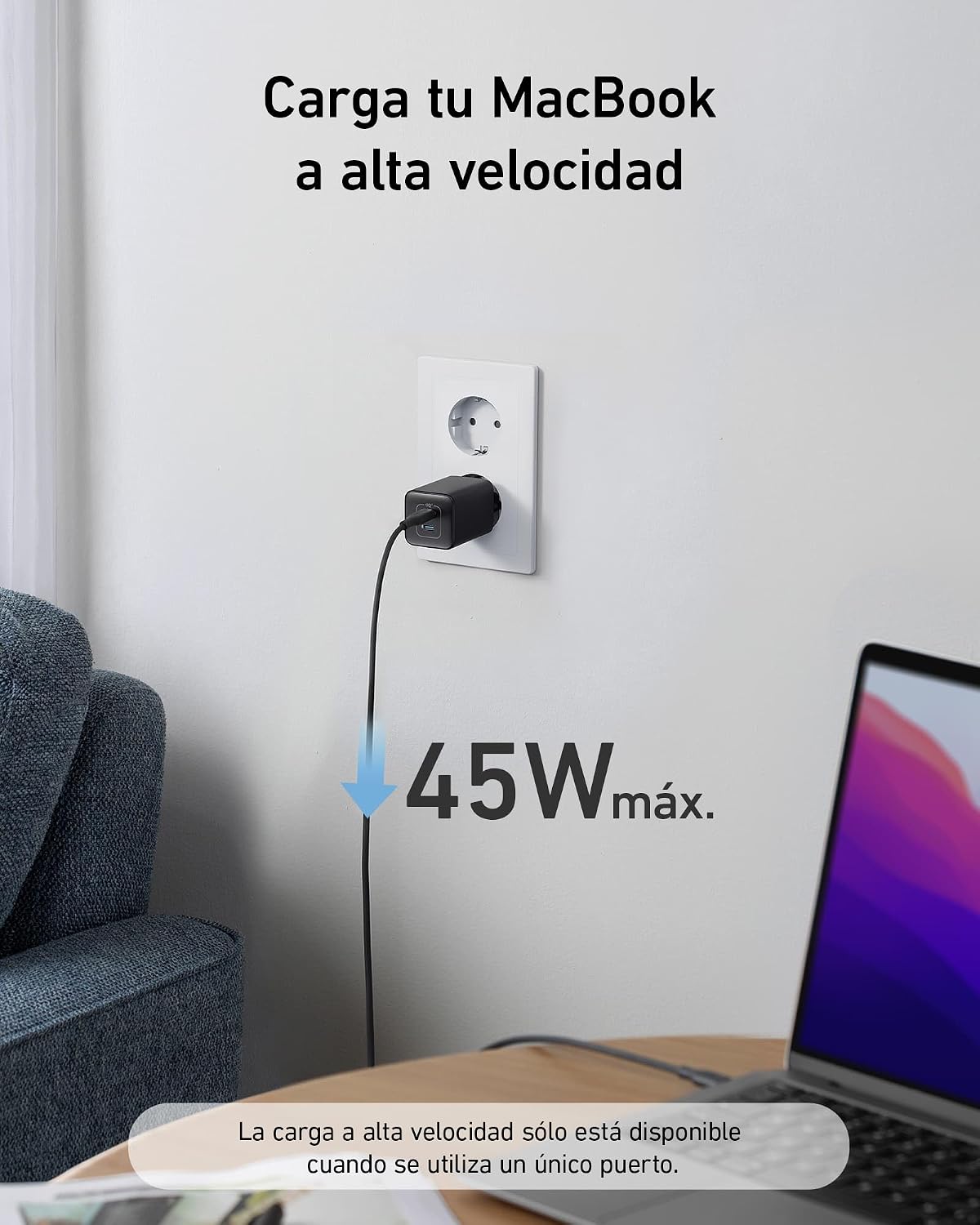 Detalle de Anker 523 Nano 3 Cargador USB-C 47W