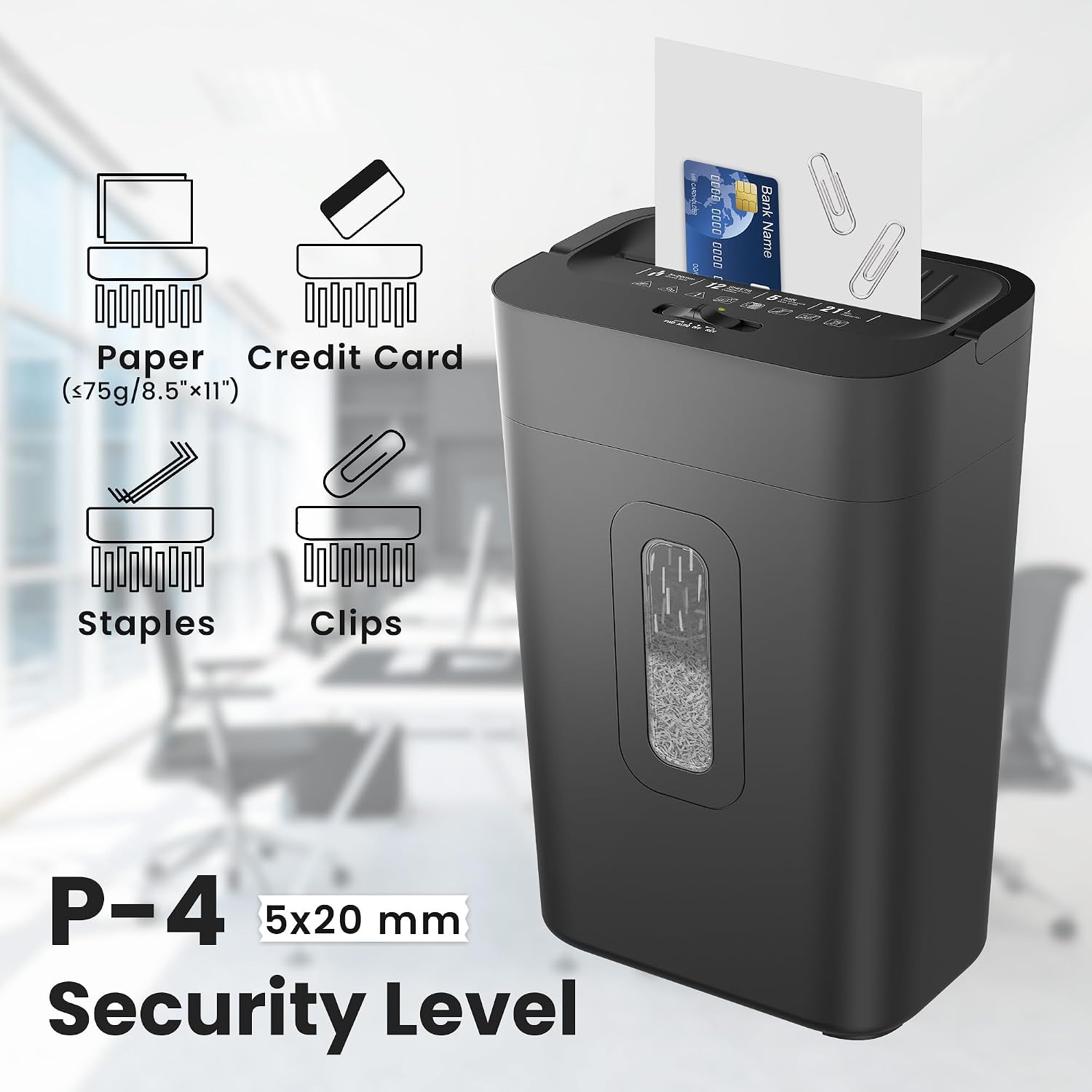 Detalle de Locksworth AZ1695VC Cross-Cut Paper Shredder, 12-Sheet, P-4, 5.55-Gallon