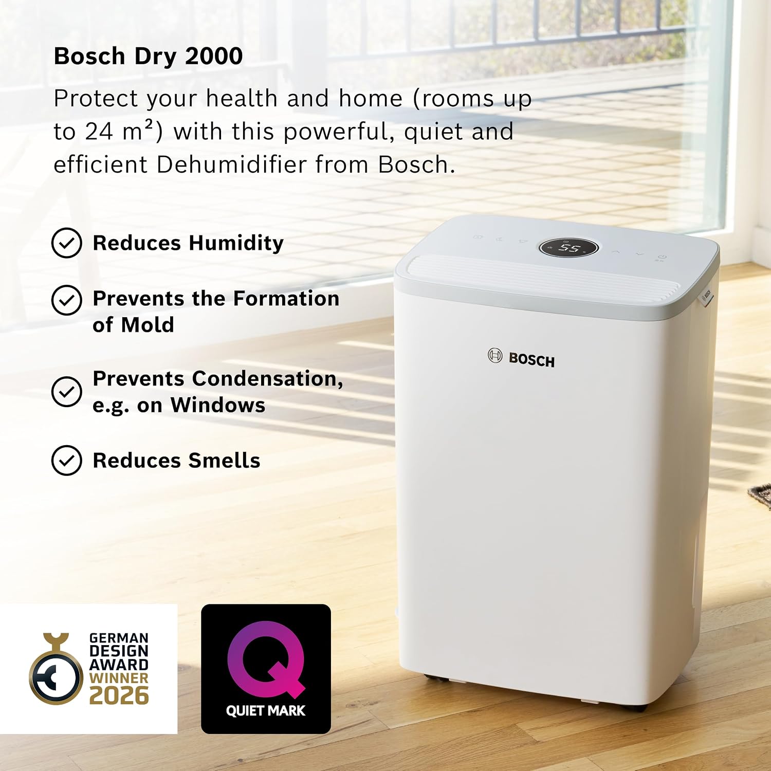Detalle 2 de Bosch Dry 2000 dehumidifier for 24 m² rooms 🌫