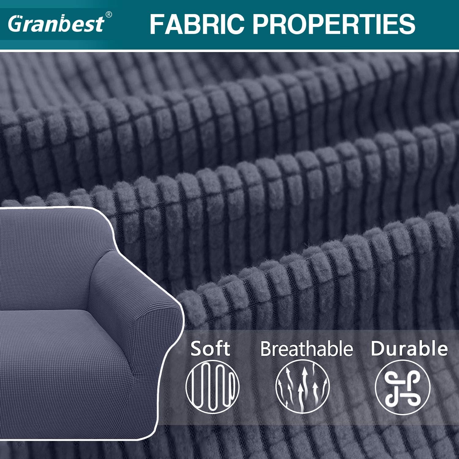 Detalle 2 de Granbest High Stretch Sofa Cover 2 Seater ๐