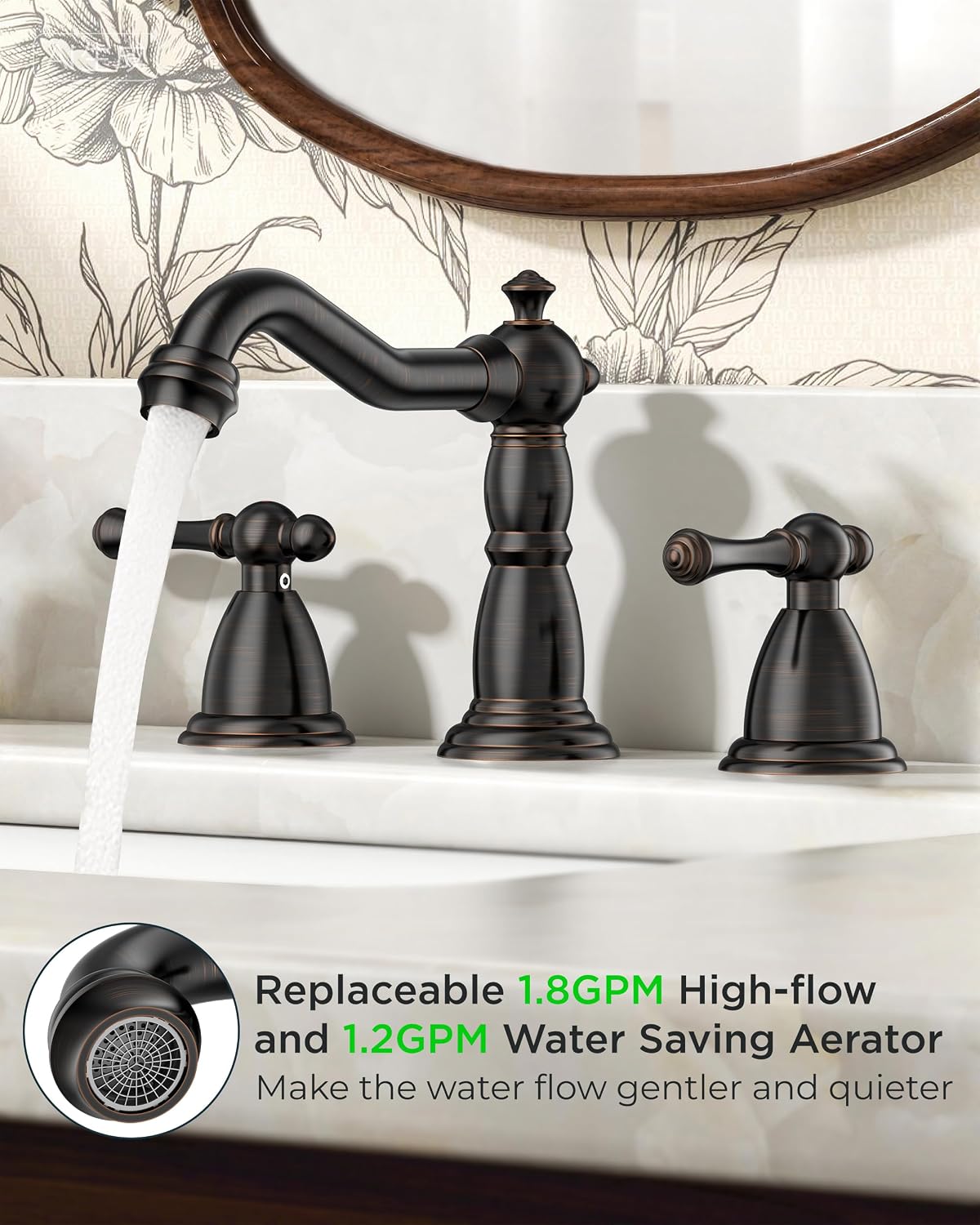 Thumbnail 2 de FORIOUS 8-Inch Widespread Bathroom Faucet, Oil-Rubbed Bronze, 2-Handle