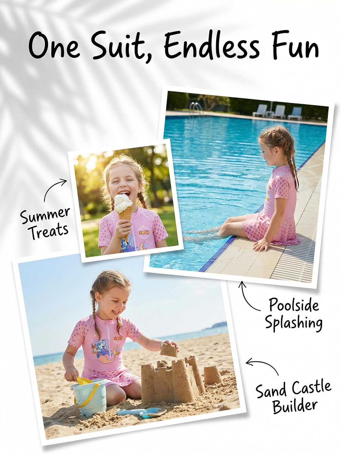 Thumbnail 5 de JiAmy Girls Swimsuit Skirted One Piece: Short Sleeve UV Guard with Built-in Briefs (3–12 Years)