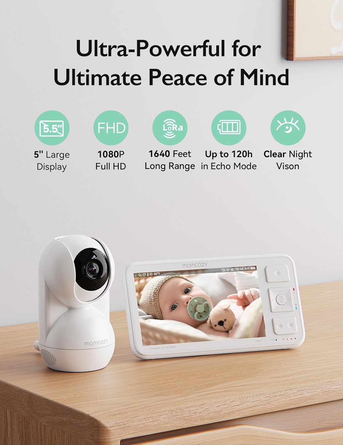 Thumbnail 1 de momcozy Video Baby Monitor BM03 — 5.5” 1080P Full HD, No WiFi, 5800mAh Battery
