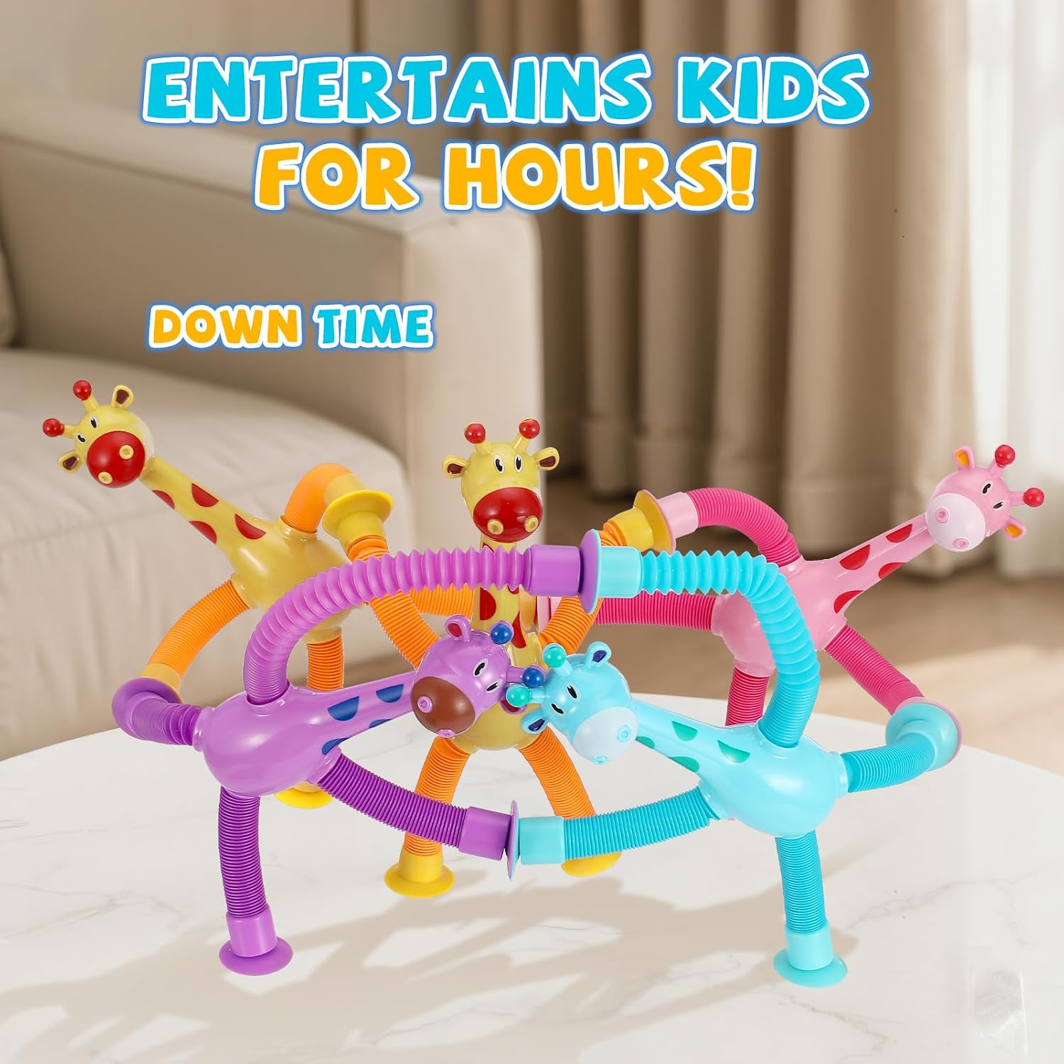 Thumbnail 1 de XONTEUS Pop Tubes Giraffe Travel Toys 4pcs