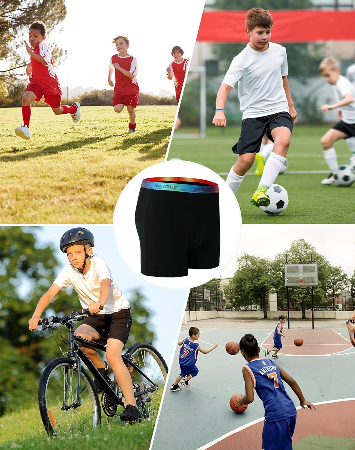 Thumbnail 1 de INNERSY Jungen Boxershorts aus Baumwolle mit Eingriff – 7er Pack, Multicolor