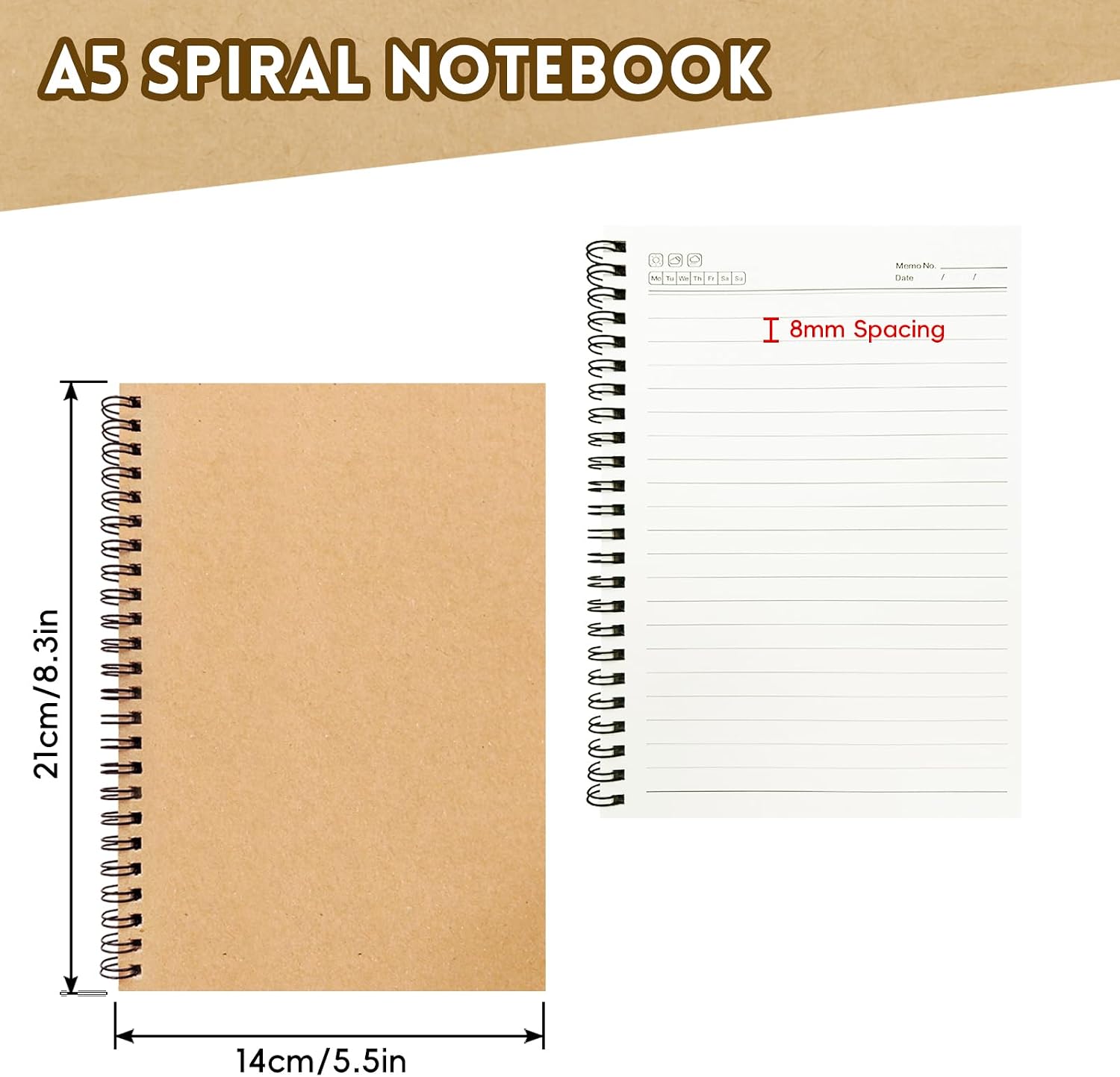 Detalle de ReePlan A5 Spiral Notebooks, 12-Pack, Ruled, 120 Pages