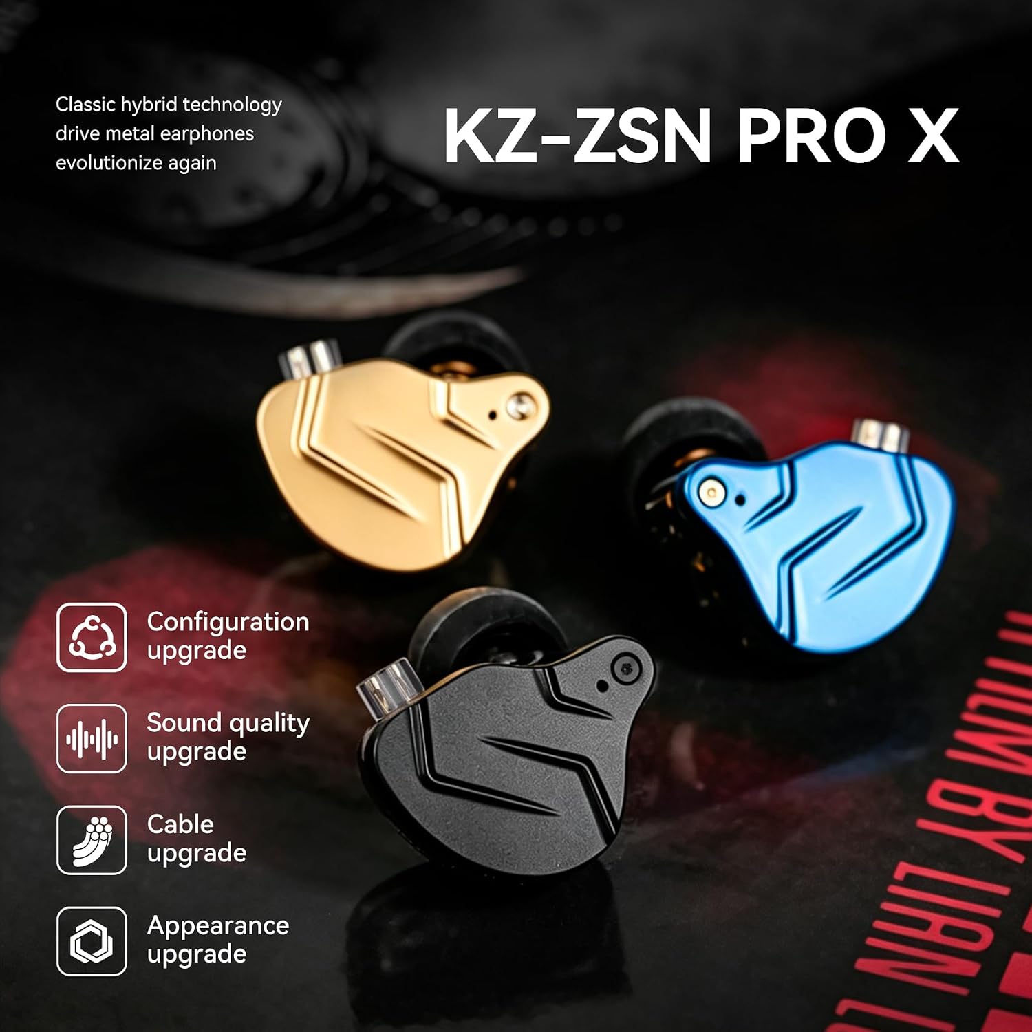 Detalle 2 de KZ ZSN Pro X HiFi In-Ear Earphones with 1BA 1DD Drivers, Detachable Cable and Mic (Gold, with Mic)