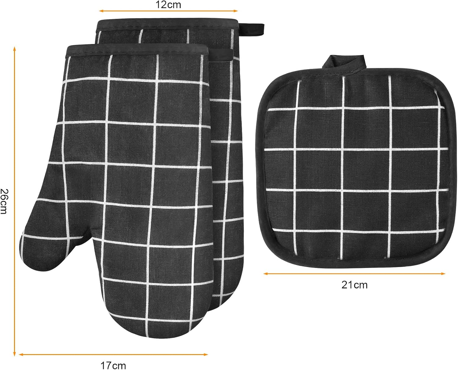 Thumbnail 6 de AUAUY ovenhandschoenen, 1 paar met 4 pannenlappen, katoen en antislip