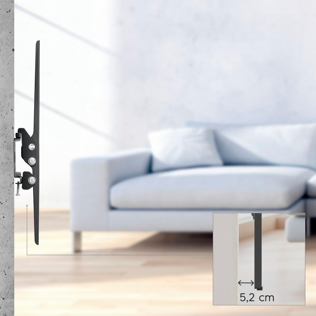 Detalle 2 de Hama TV Wandhalterung neigbar für 32–75 Zoll (VESA 50×50 bis 600×400, bis 40 kg) schwarz