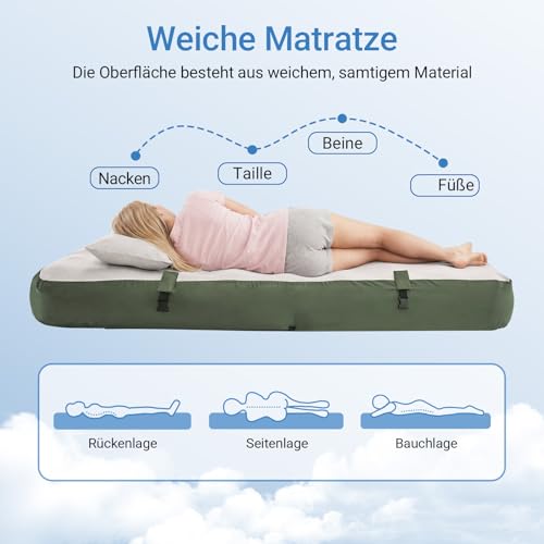 Detalle de SoBuy Camping Matratze 2 Personen mit Pumpe 191x22x137 cm – zuverlässig für Outdoor und Gästezimmer