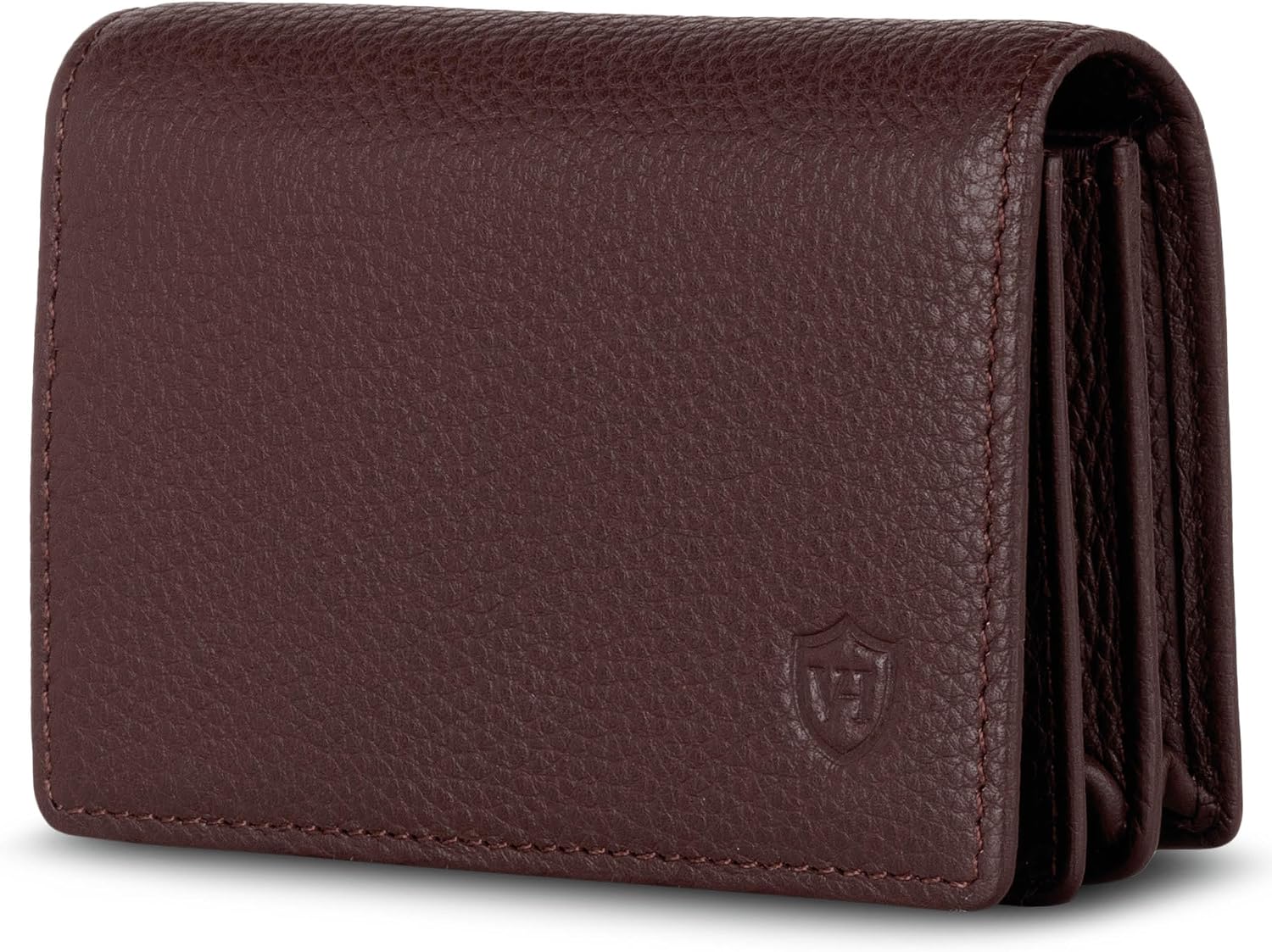 Detalle de VON HEESEN Visitenkartenetui Leder mit RFID-Schutz – 50 Karten, 6 Fächer, Braun