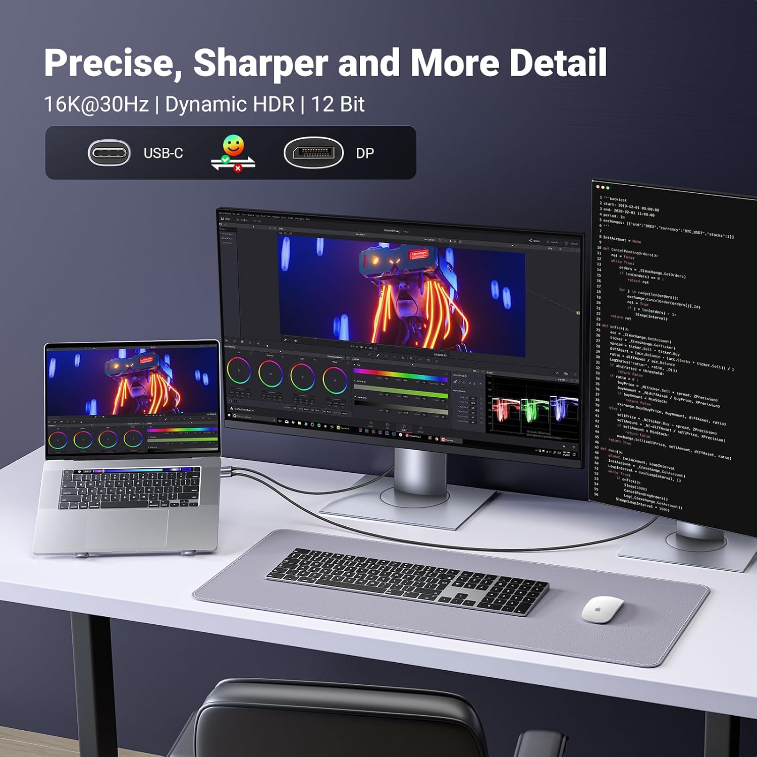 Detalle 2 de UGREEN USB C to DisplayPort 2.1 2m