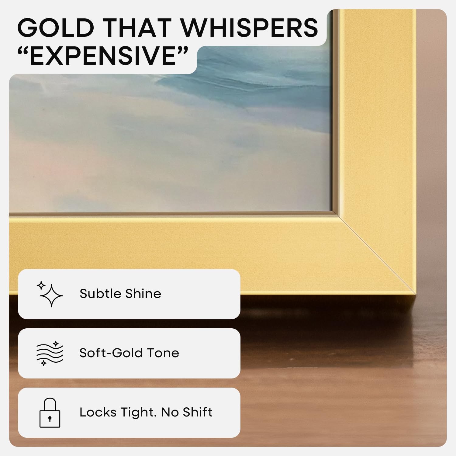Detalle de Homeforia 12x12 Gold Picture Frame with Mat (12x12 Frame, 10x10 Mat)