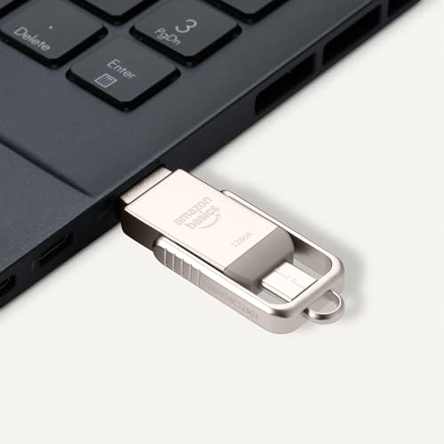 Detalle de Amazon Basics USB Flash Drive with USB C and USB A Dual Ports, 128GB