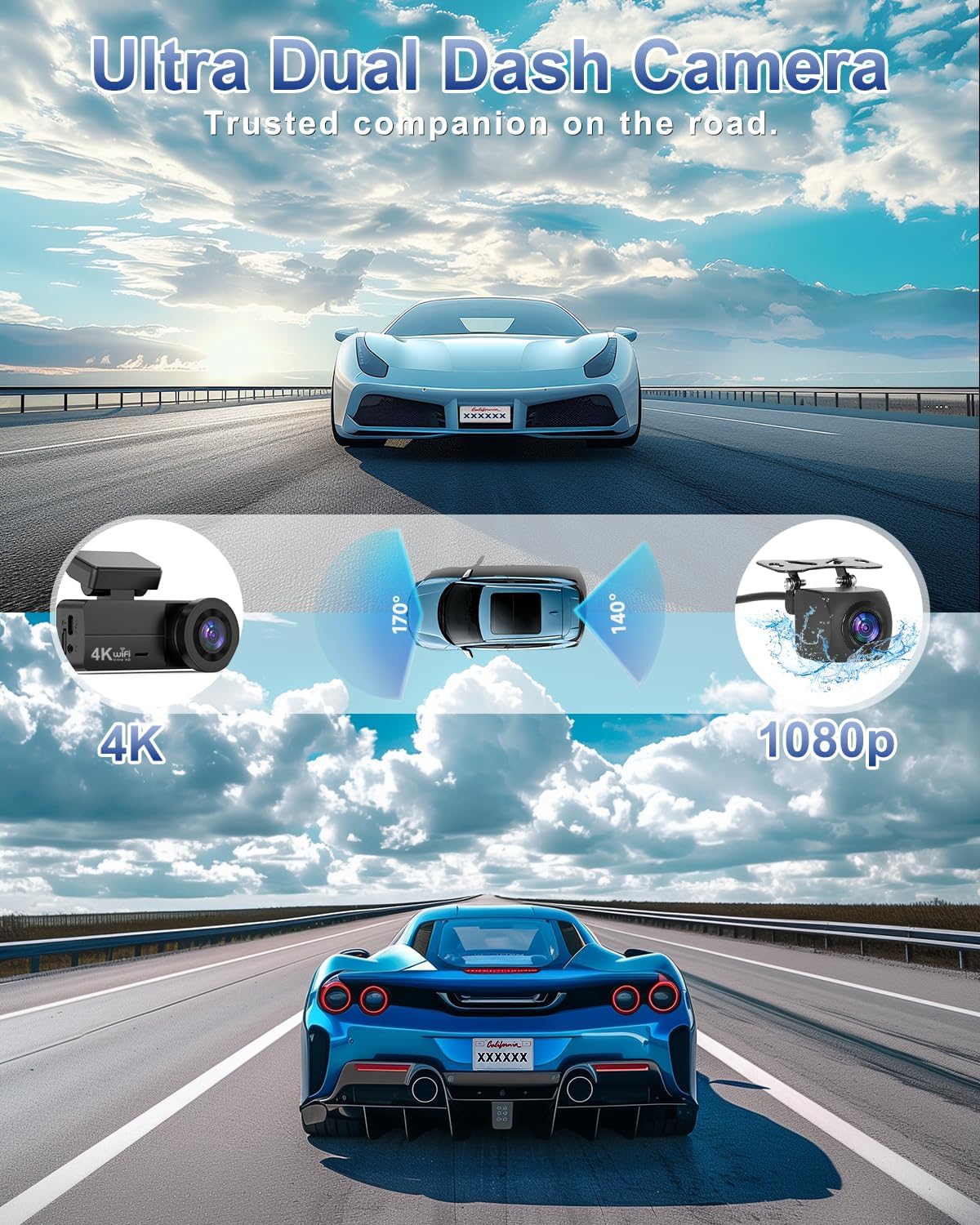 Detalle 2 de DYNACAM Dash Cam Front and Rear 4K