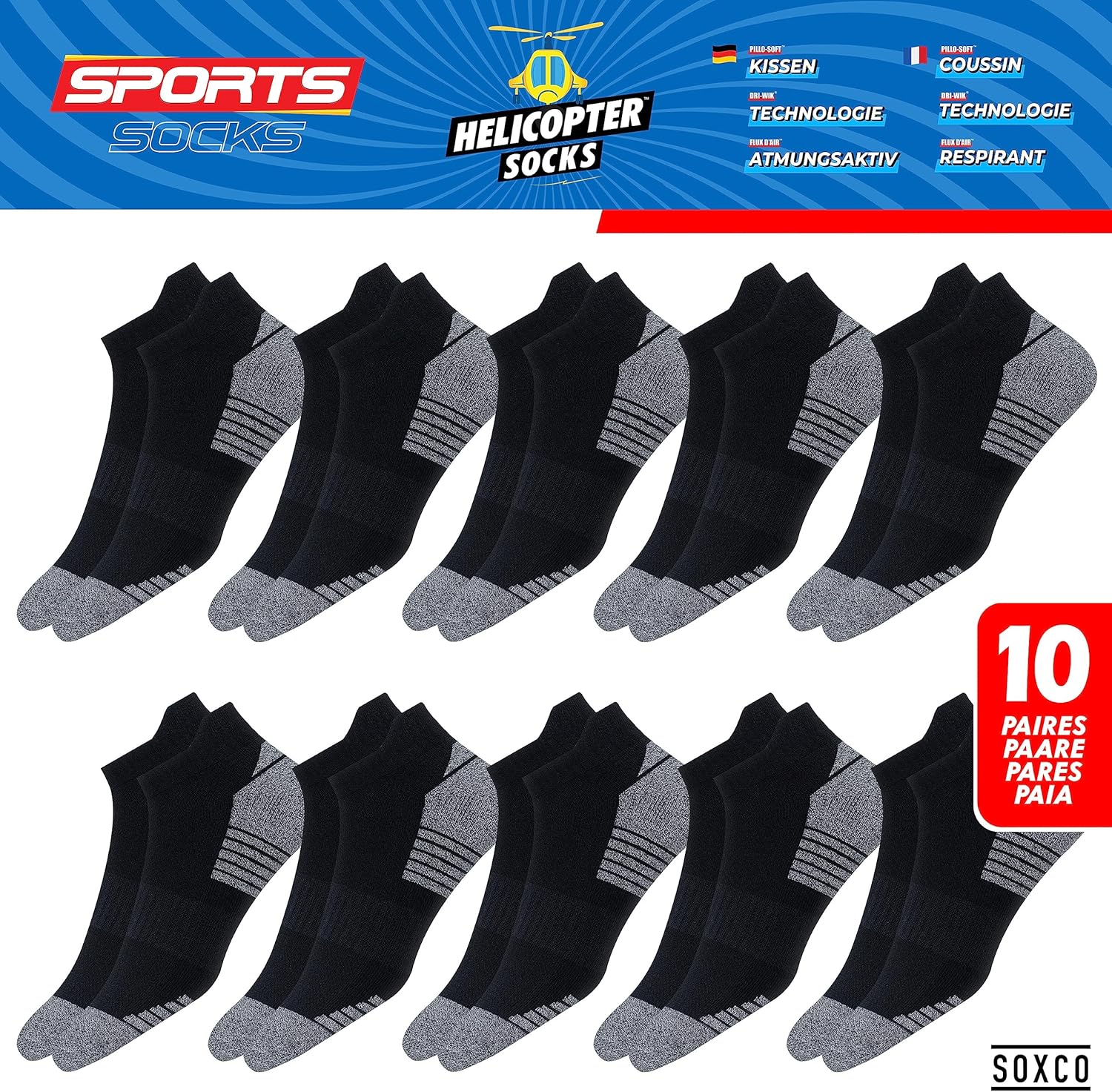Thumbnail 2 de SOXCO Chaussettes Sport Socquettes – Lot de 10 Paires, confort premium et respirabilité