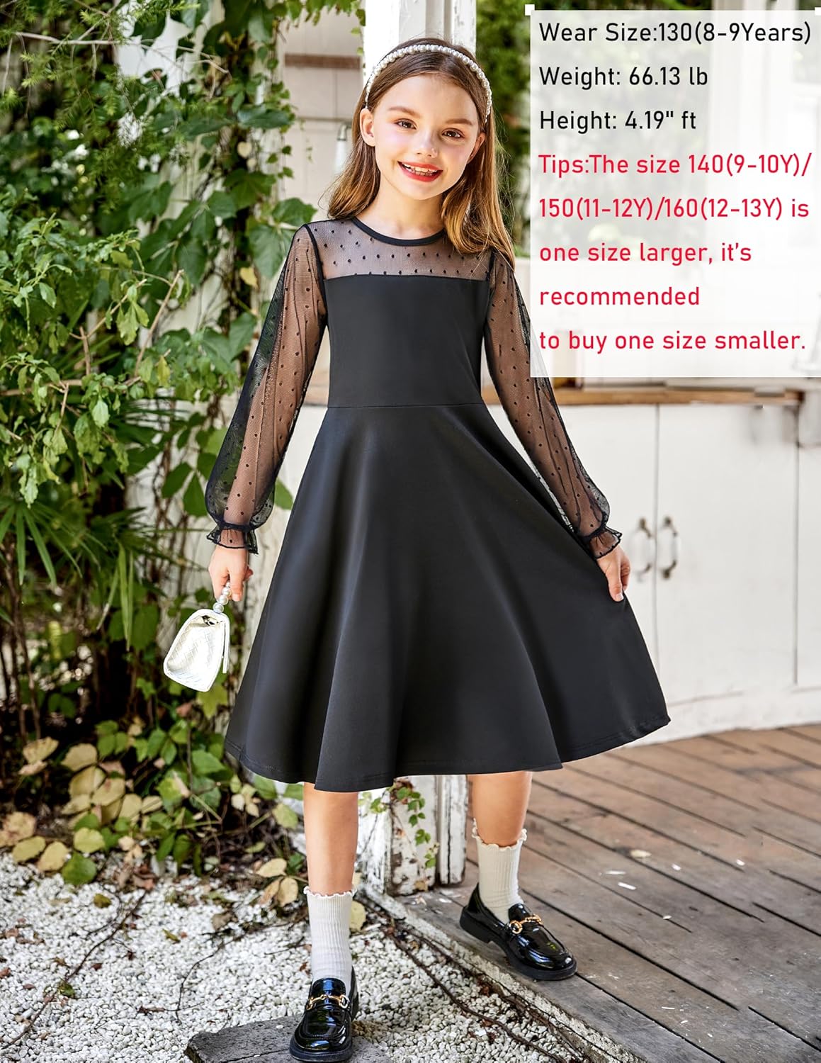 Thumbnail 5 de Arshiner Girl's Contrast Mesh Puff Dress 6-13 yrs